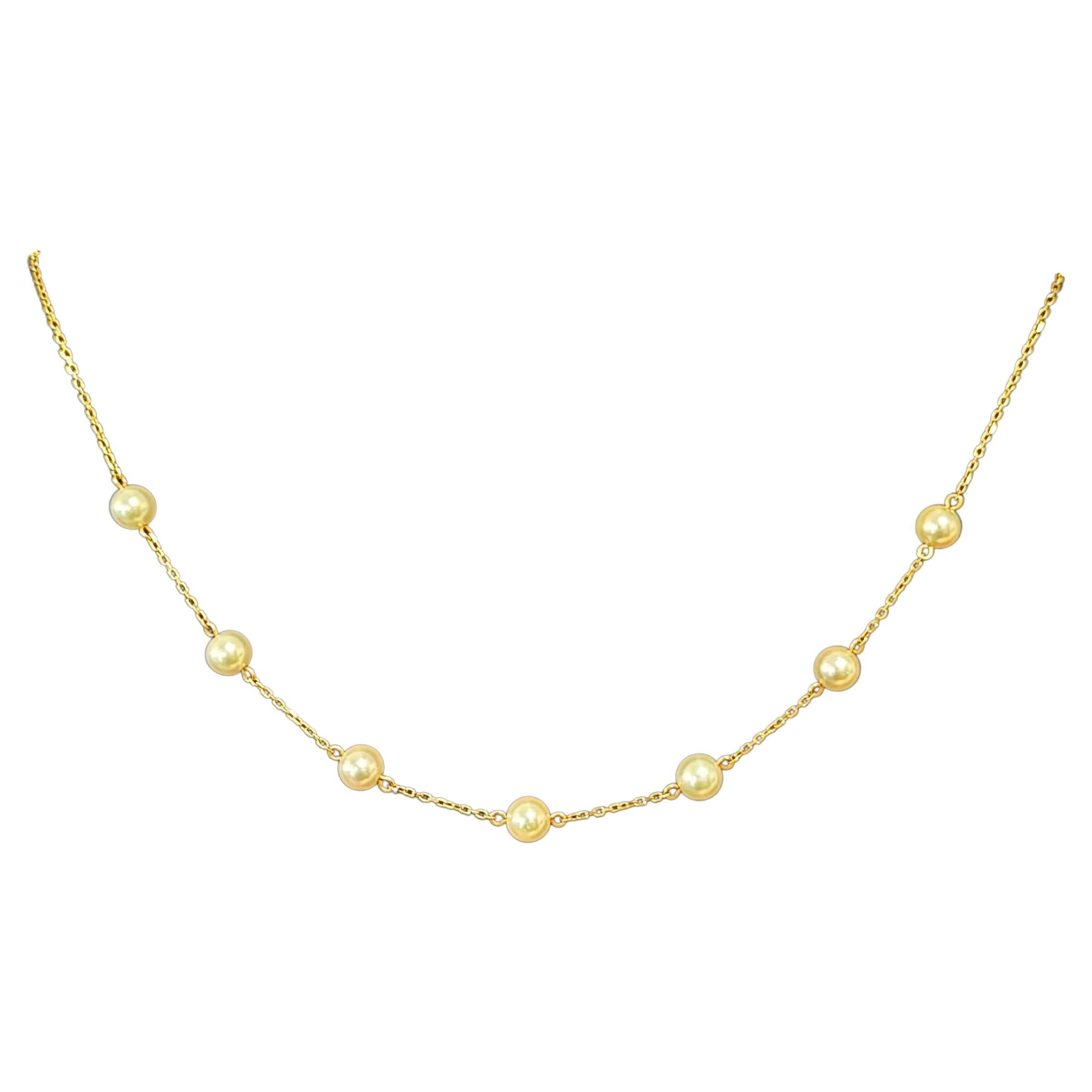 7 Perlenkette Halskette 18K Gelbgold