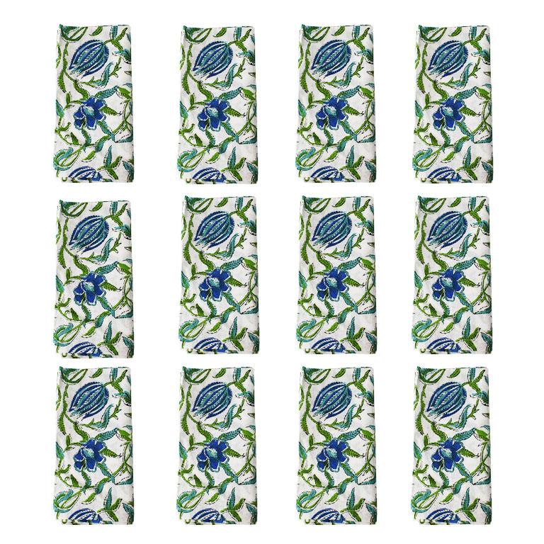 blue and green cloth napkins