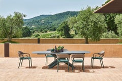 Set da pranzo da esterno italiano a 7 pezzi - include tavolo e 6 sedie impilabili