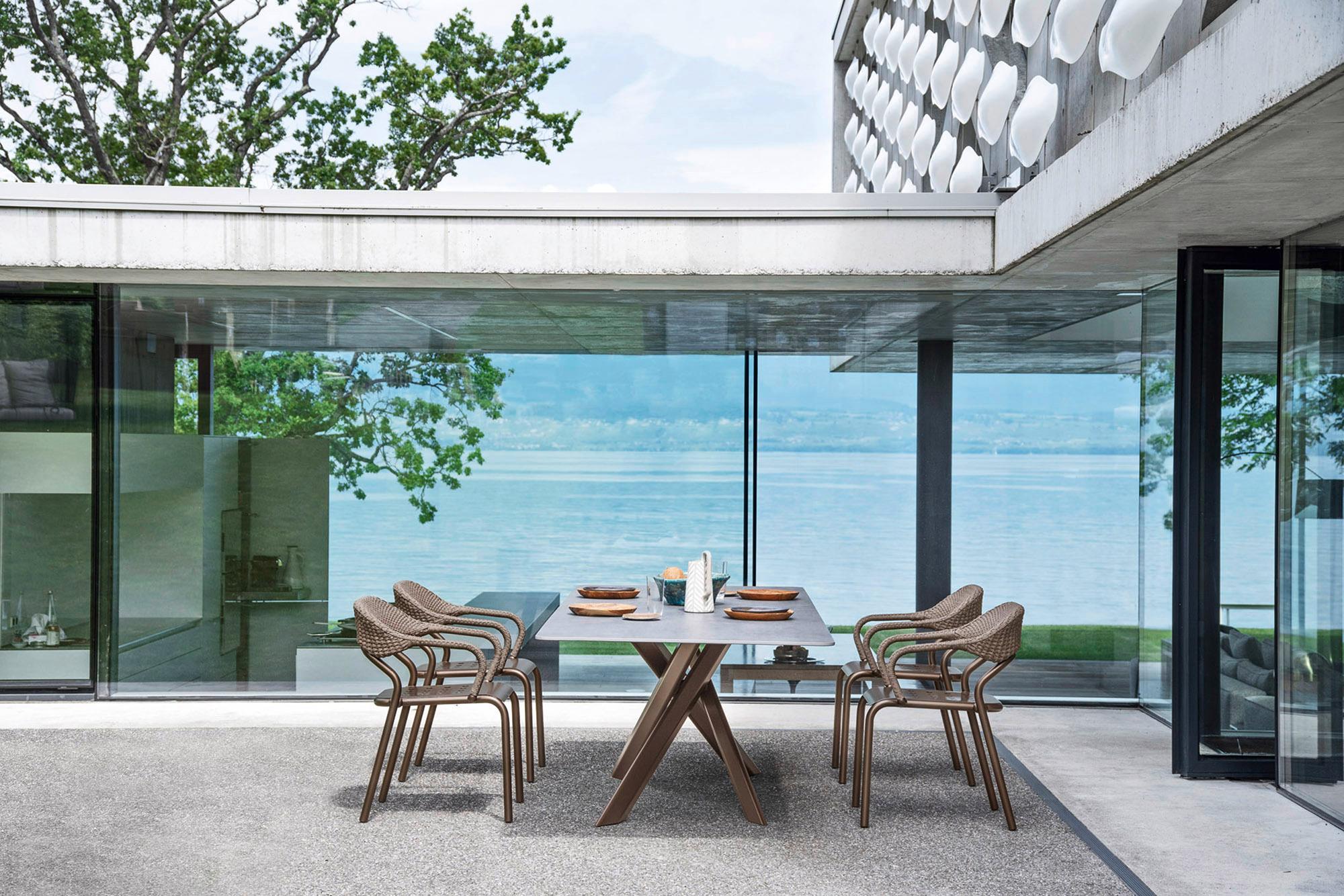 Hand-Crafted 7-Piece Italian Outdoor Dining Set–Includes Table and 6 Stackable Chairs For Sale