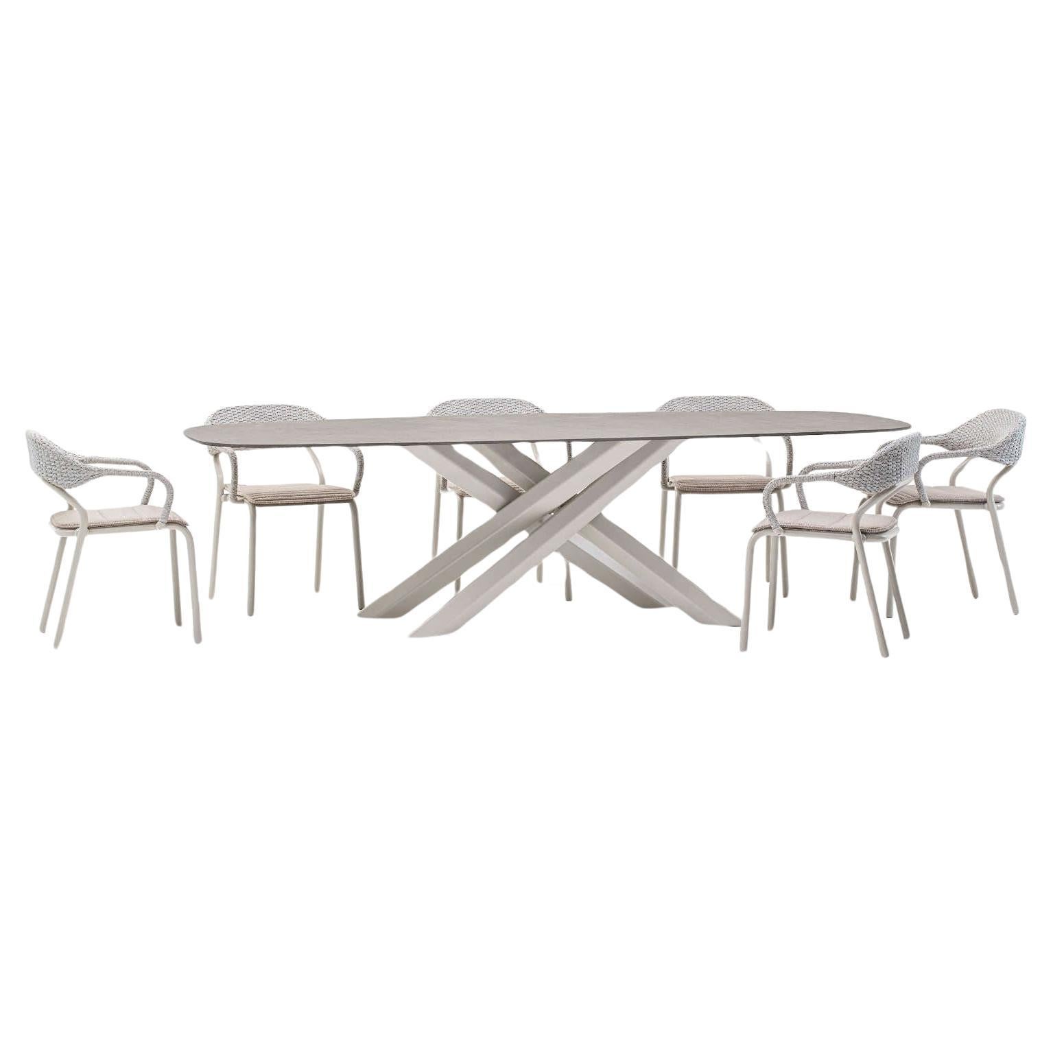 7-Piece Italian Outdoor Dining Set–Includes Table and 6 Stackable Chairs