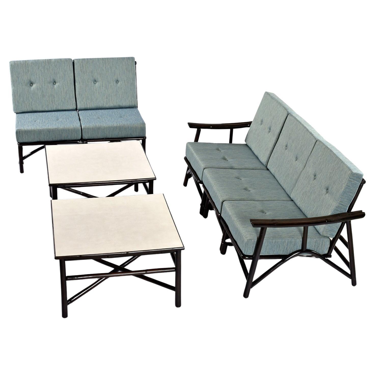 Mid-Century Modern Groupe de canapés modulaires en rotin 7 pièces John Wisner pour Ficks Reed Far Horizons en vente