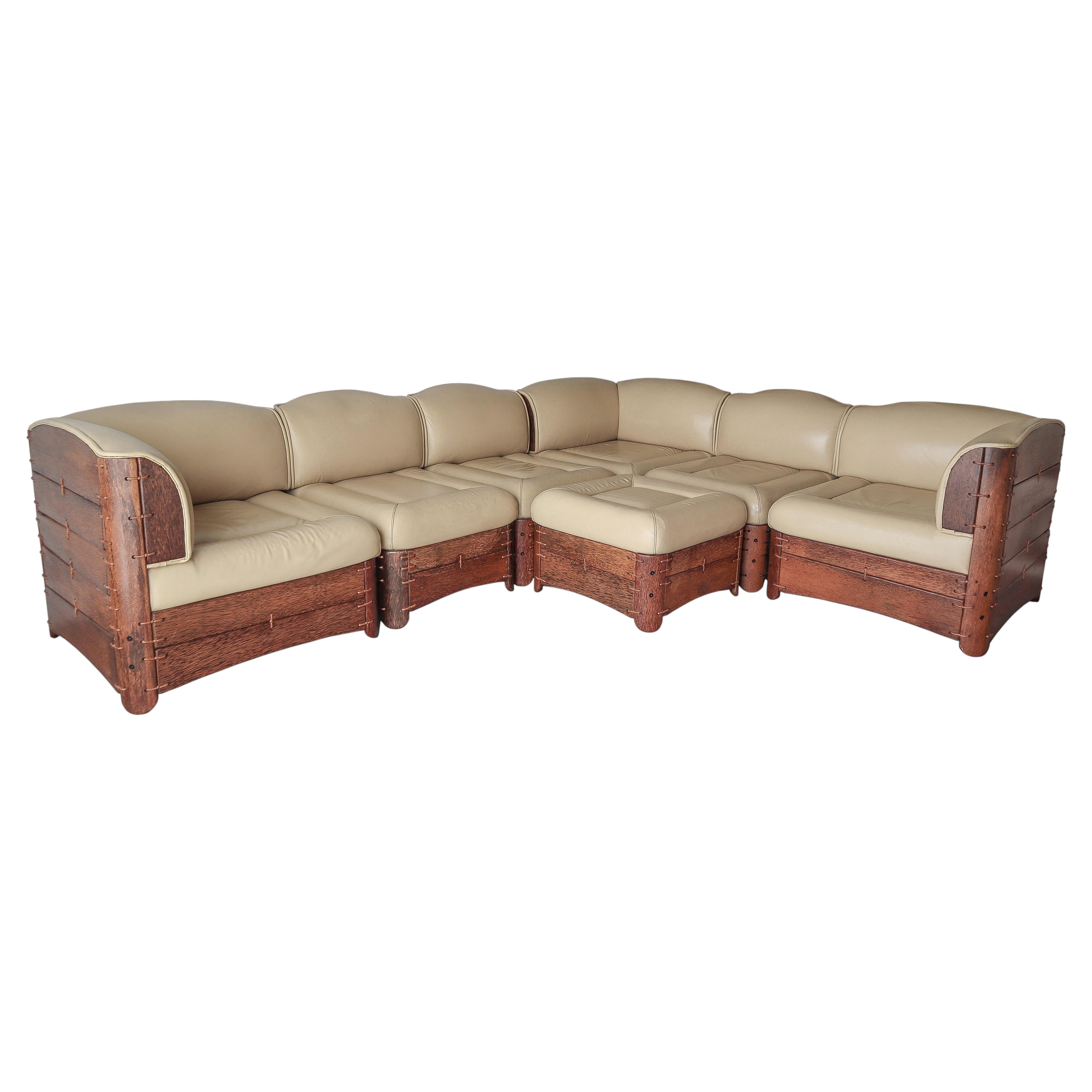 Sofá modular de 7 piezas «Moorea» de cuero, de Pacific Green en venta
