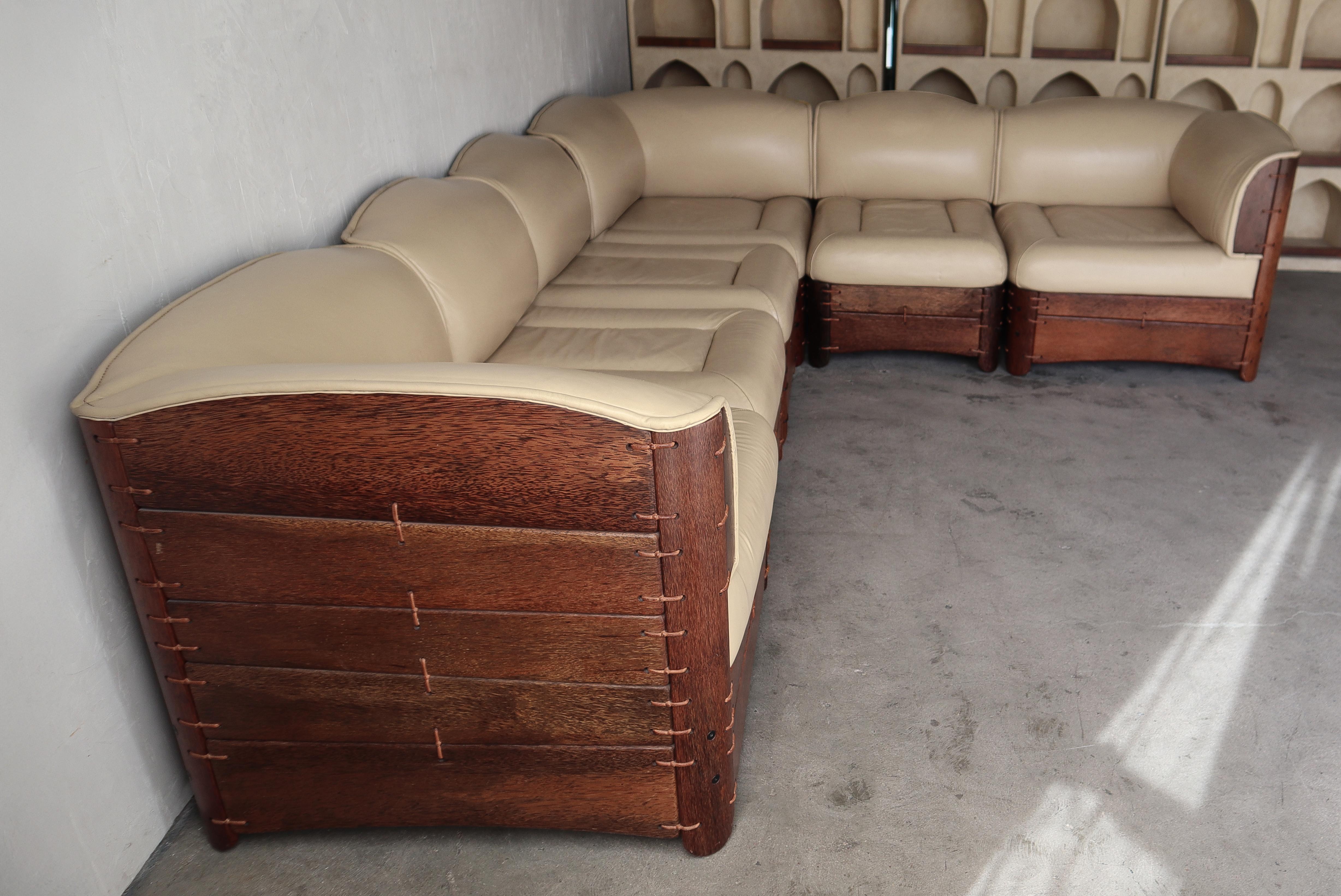 This gorgeous example of Pacific Green furniture is 7 modular pieces of their Moorea collection.  The pieces can be configured as shown or in MANY different configurations,.  This beautiful set is a RARE find and is no longer produced.  Set includes