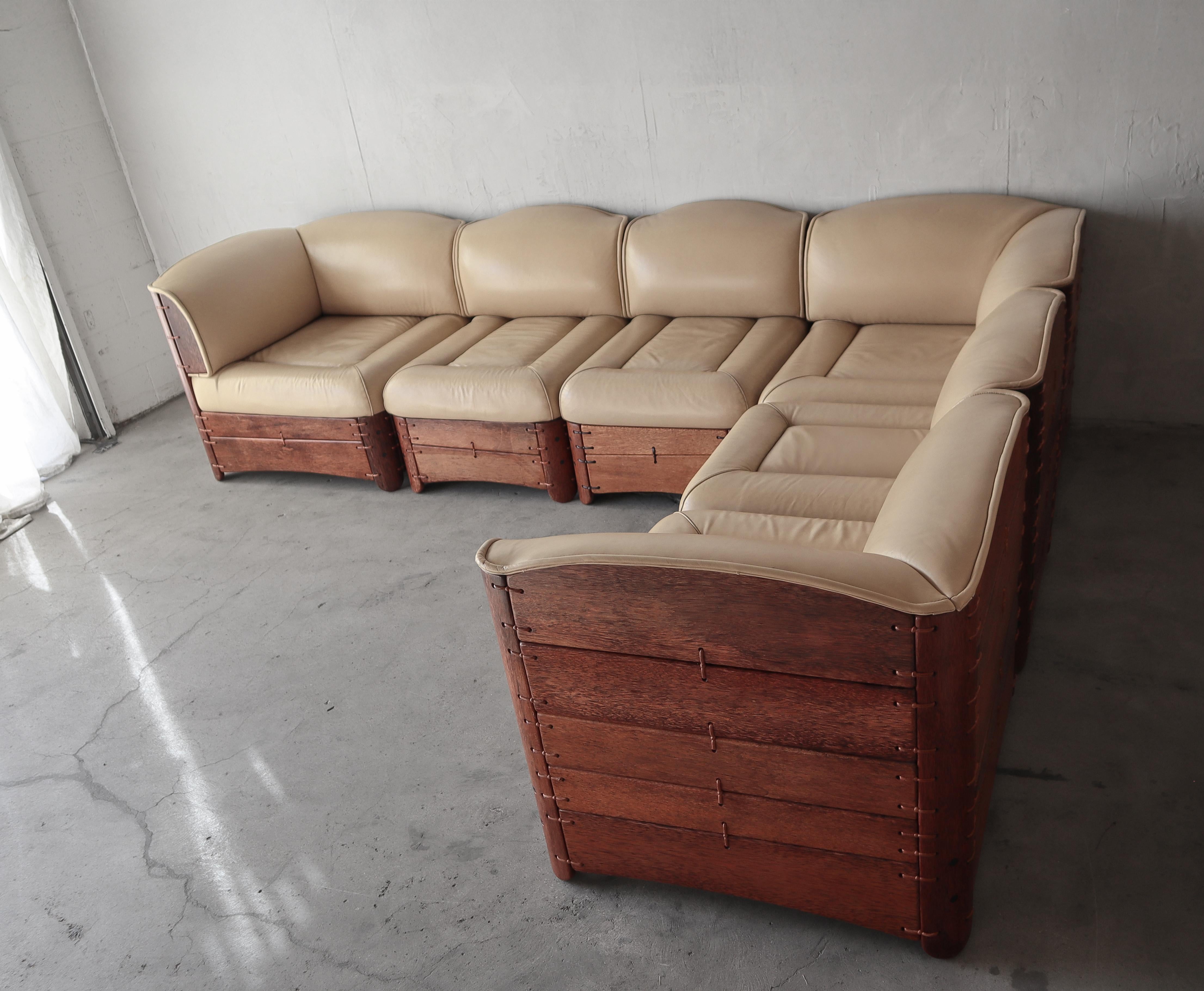 Minimalist 7 Piece Moorea Modular Sectional Sofa by Pacific Green For Sale