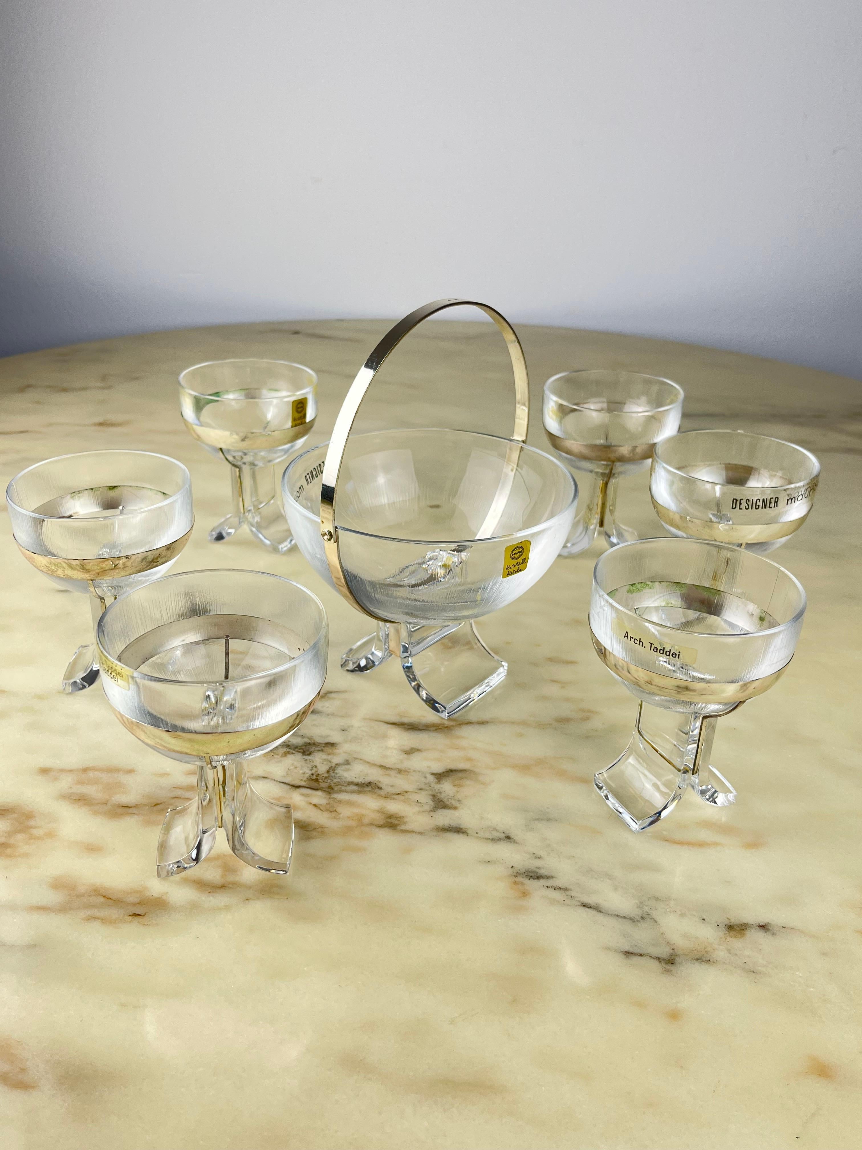 7-Piece Set in Crystal and 800 Silver, Taddei Sestini for Kristall Krisla, 1970s For Sale 4