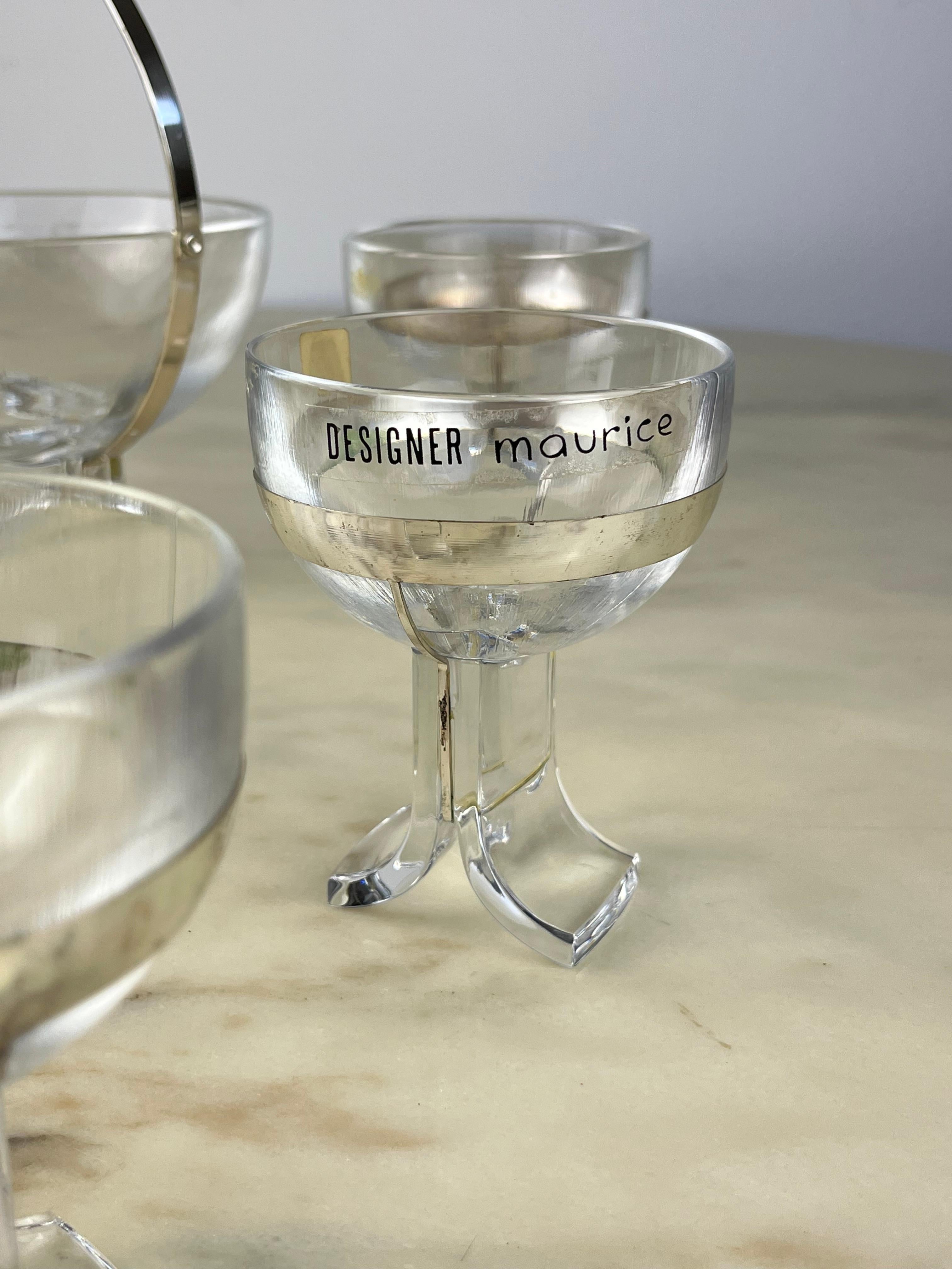 7-teiliges Set aus Kristall und 800er Silber, Taddei Sestini für Kristall Krisla, 1970er Jahre (Sonstiges) im Angebot