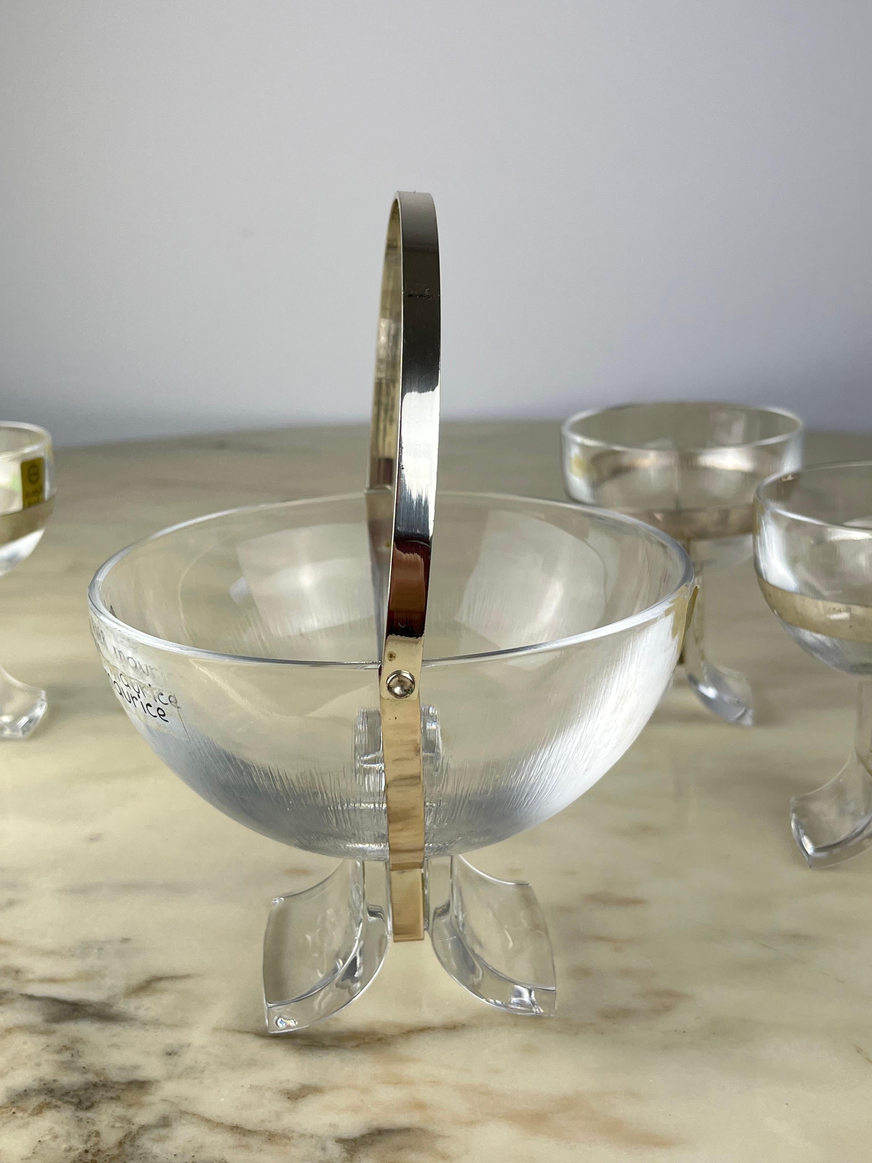 7-Piece Set in Crystal and 800 Silver, Taddei Sestini for Kristall Krisla, 1970s In Good Condition For Sale In Palermo, IT