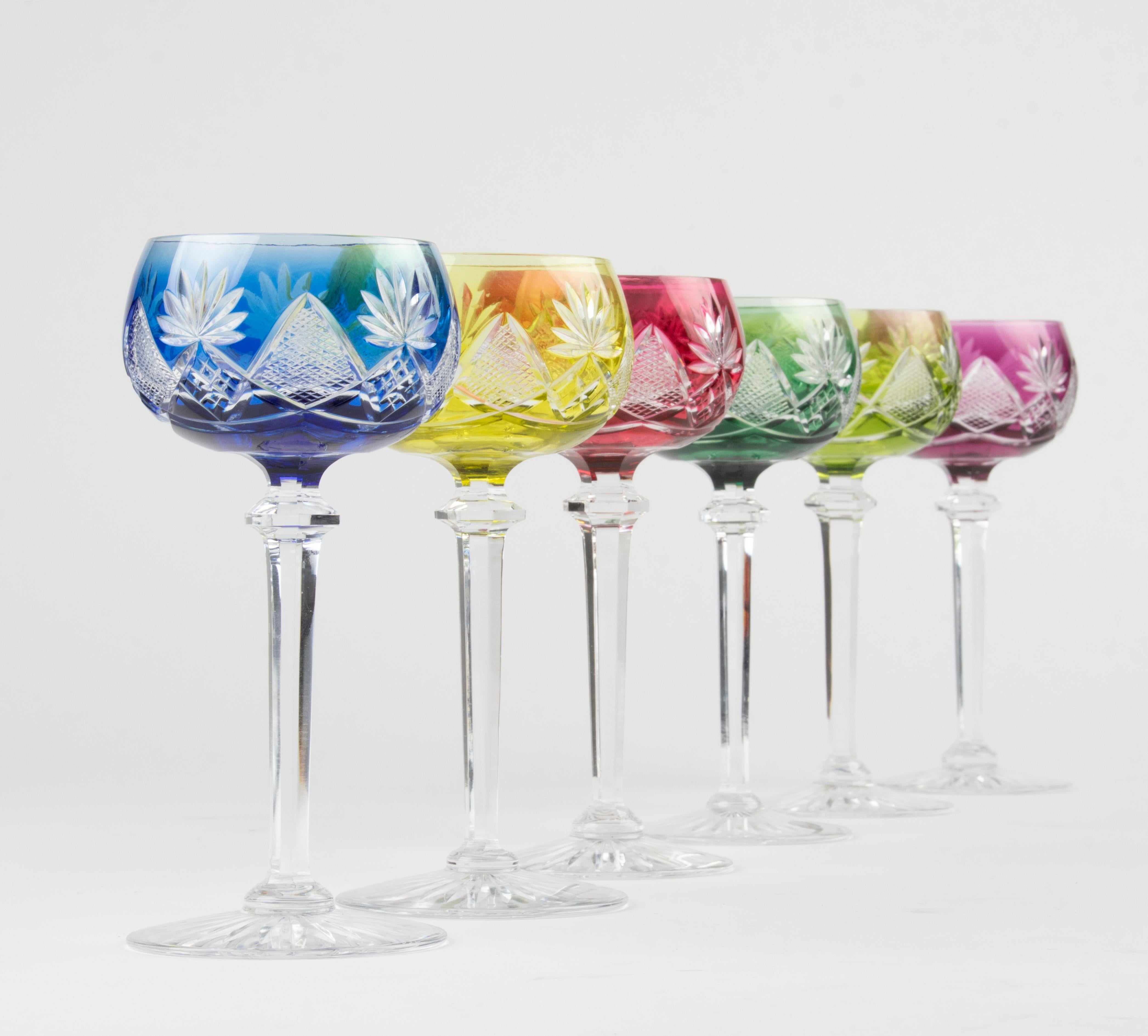 7-Piece Set of Crystal Decanter with Wine Glasses made by Val Saint Lambert 1