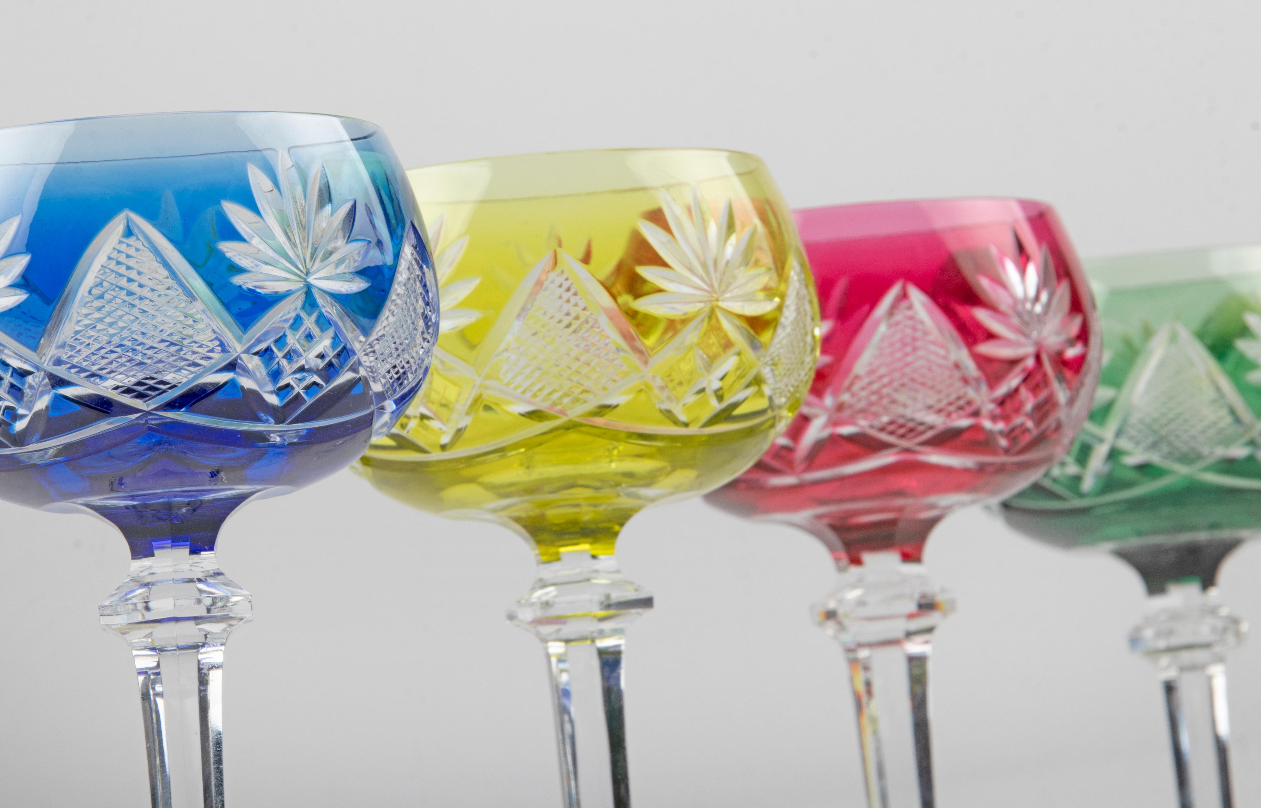 7-Piece Set of Crystal Decanter with Wine Glasses made by Val Saint Lambert 4