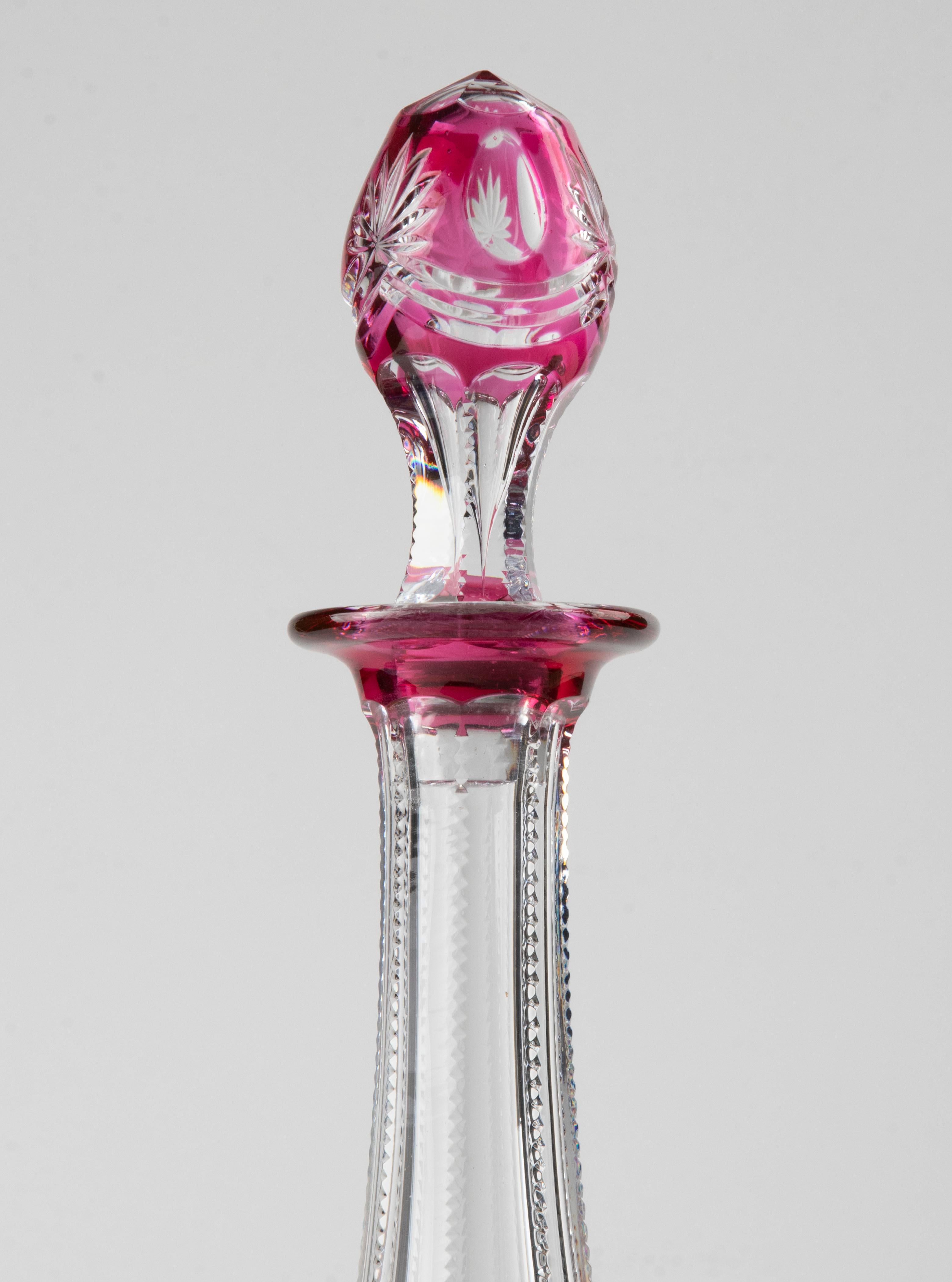7-Piece Set of Crystal Decanter with Wine Glasses made by Val Saint Lambert 7