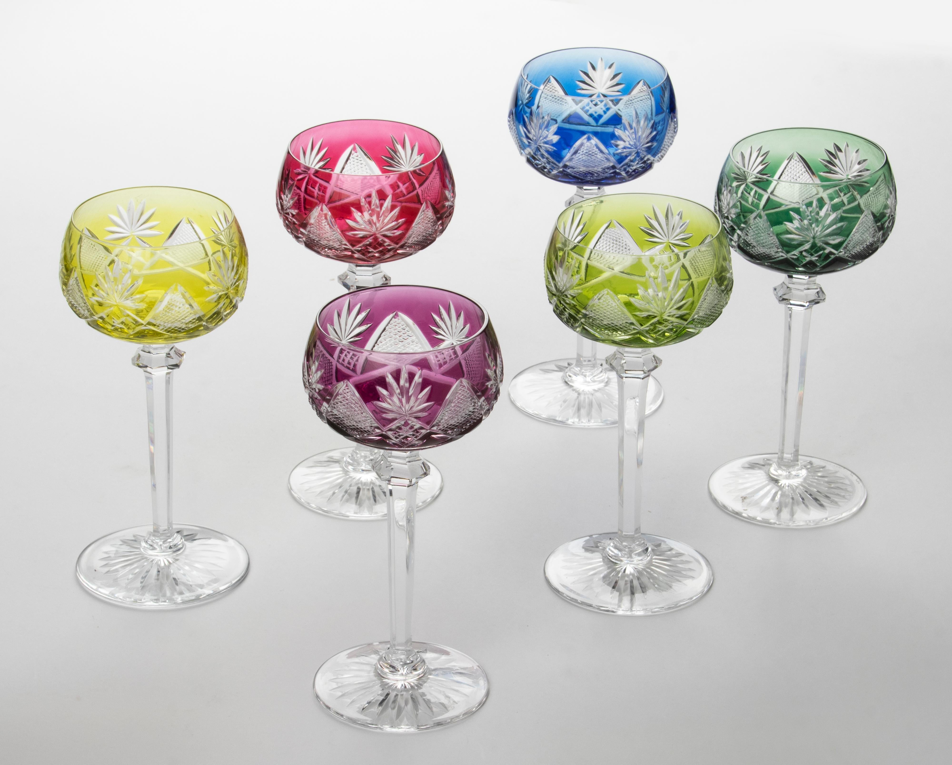 Mid-Century Modern 7-Piece Set of Crystal Decanter with Wine Glasses made by Val Saint Lambert