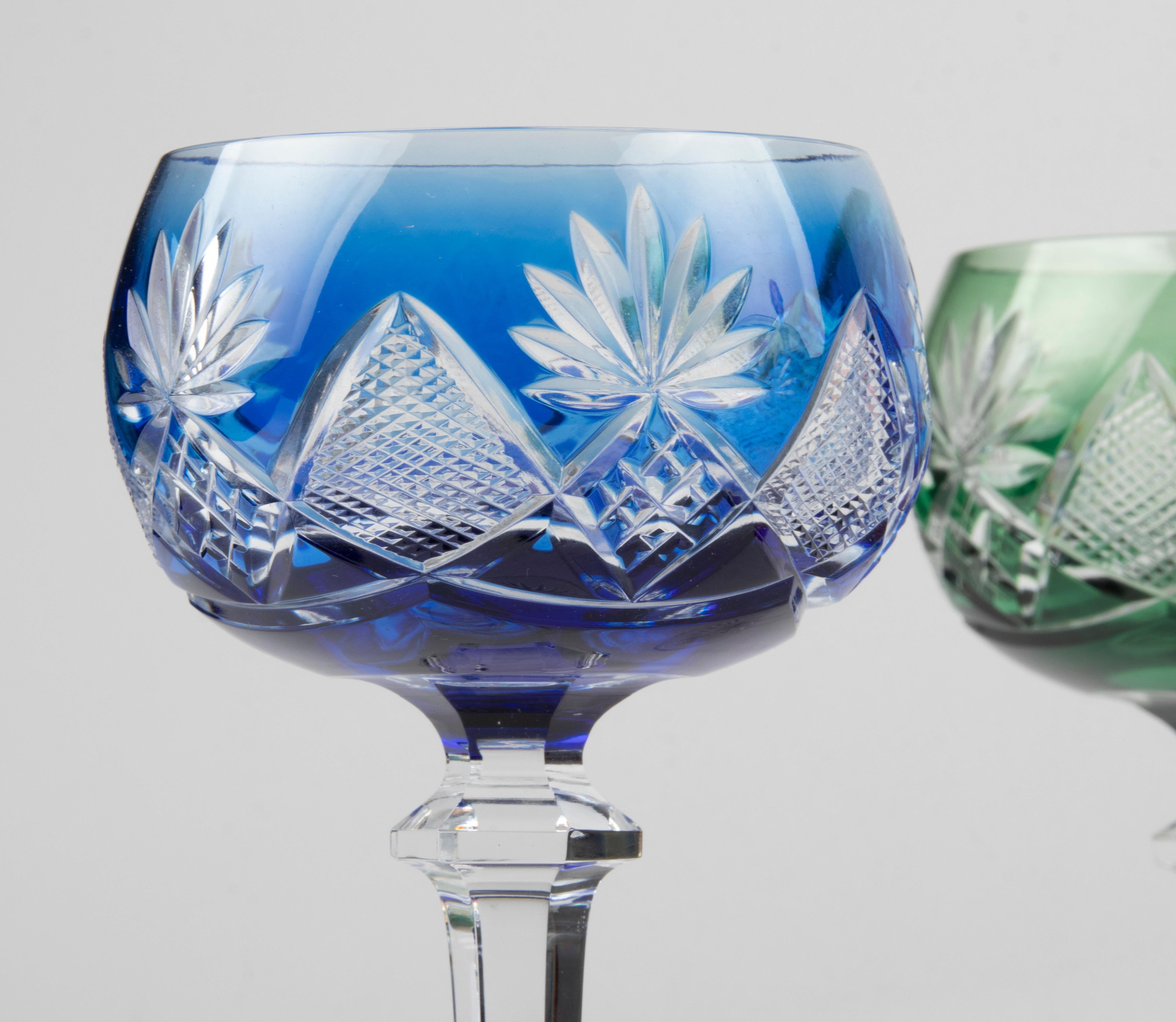 Belgian 7-Piece Set of Crystal Decanter with Wine Glasses made by Val Saint Lambert