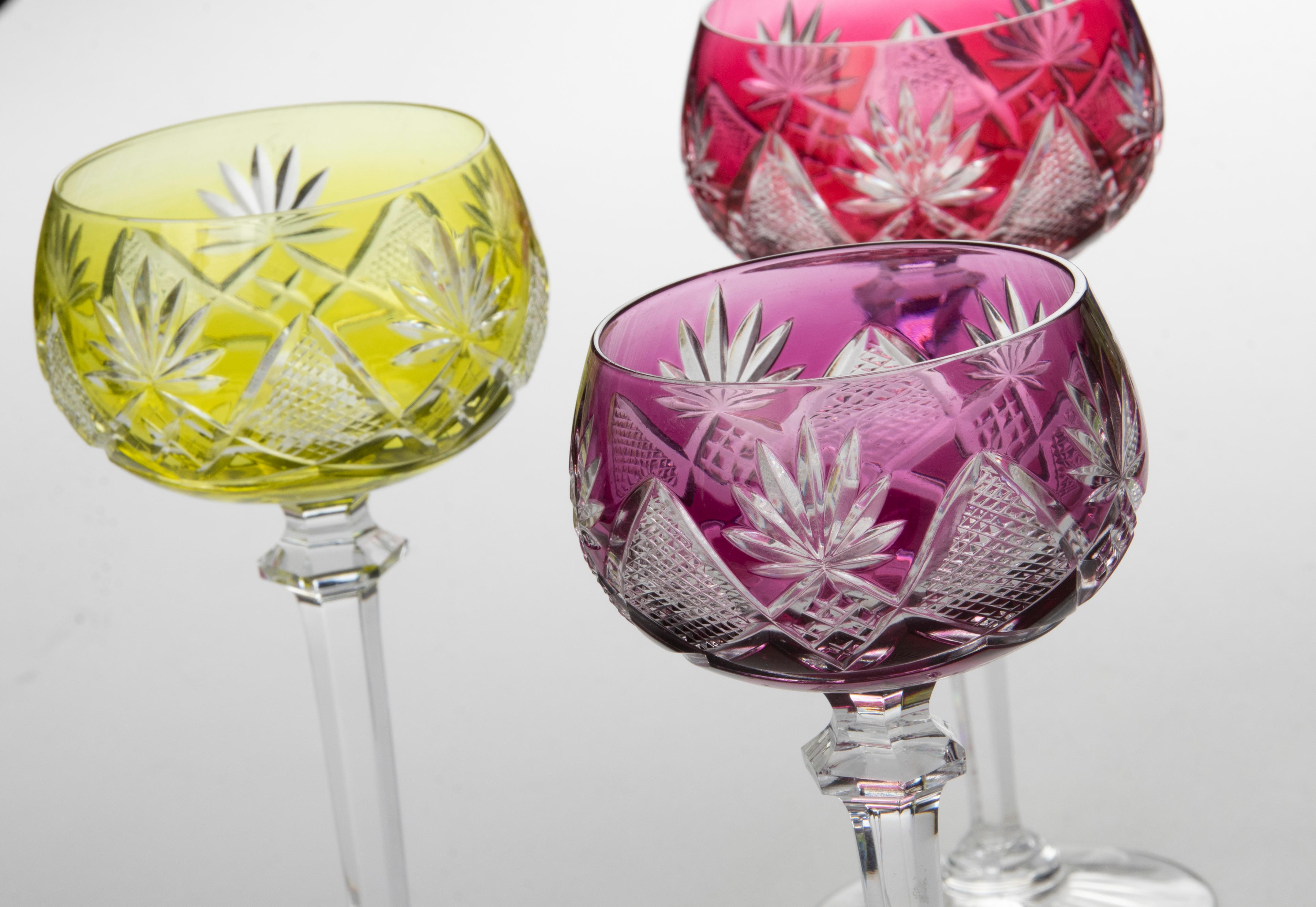 7-Piece Set of Crystal Decanter with Wine Glasses made by Val Saint Lambert In Good Condition In Casteren, Noord-Brabant