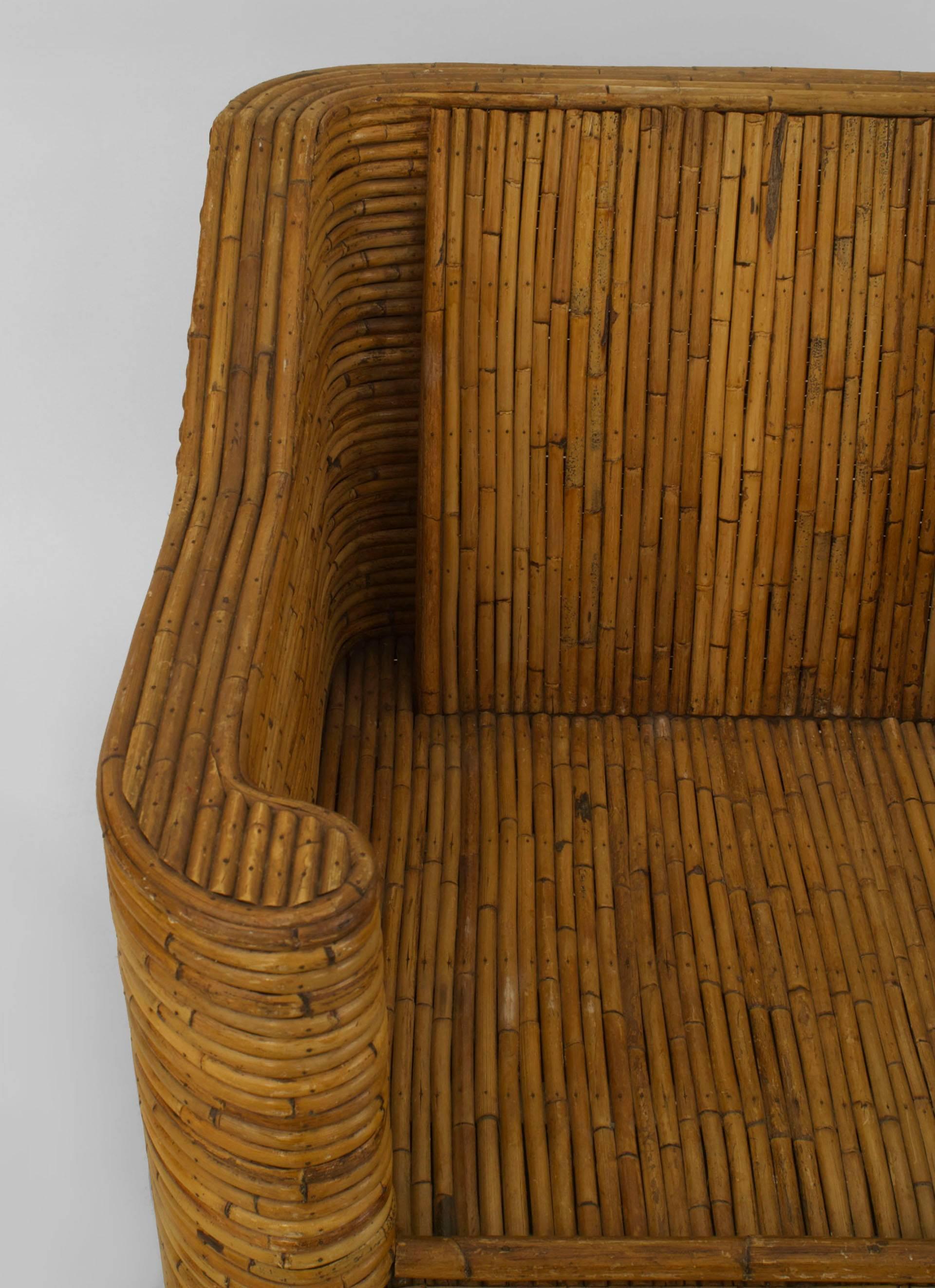 20th Century Mid-Century Bamboo Veneer 7-Piece Living Room Set