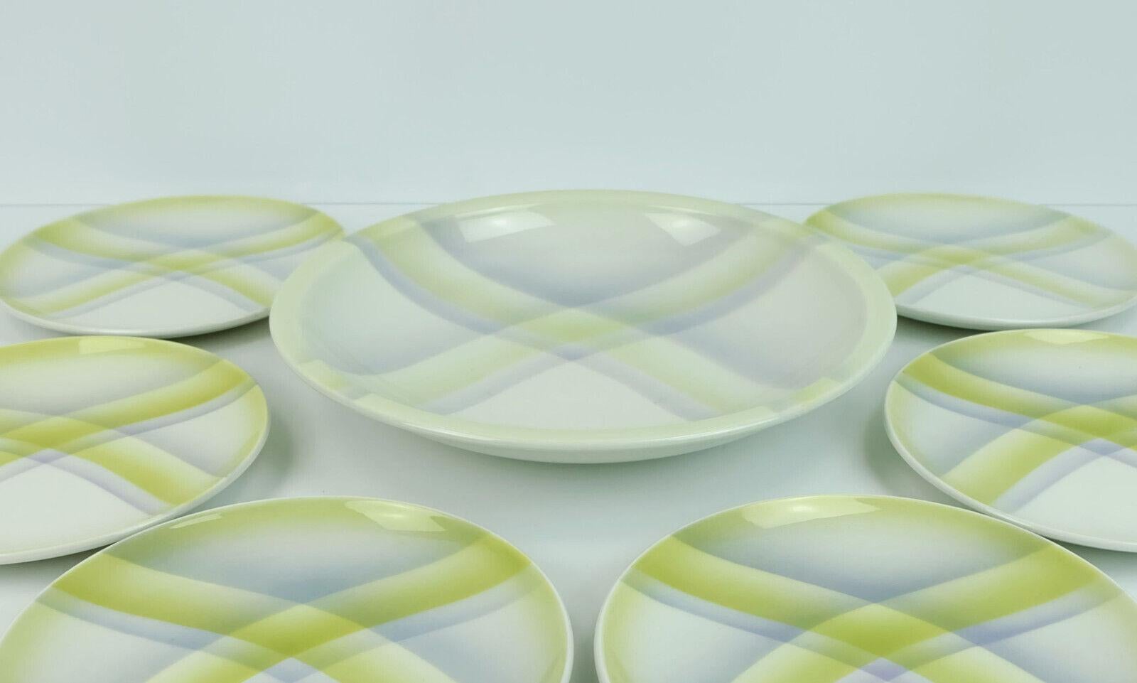 7-Piece Spritzdekor Ceramic Plate Set Carstens Neuhaldensleben 1930s Airbrush De For Sale 3
