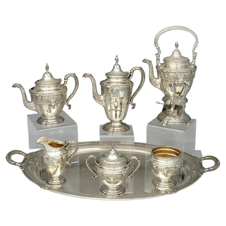 7-teiliges Sterling Tee-Set Florentine - Florenz von Gorham im Angebot