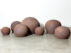 7 piece Vintage Signed Studio Pottery Stoneware Ceramic Garden Sphere Sculptures