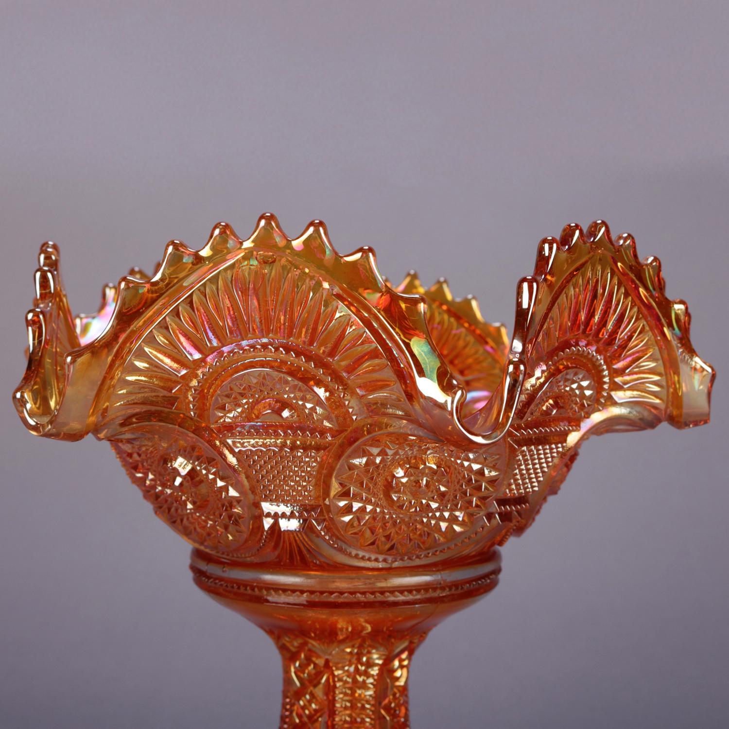 7 pièces compote et tasses de carnaval anciennes en verre doré irisé, vers 1930 5