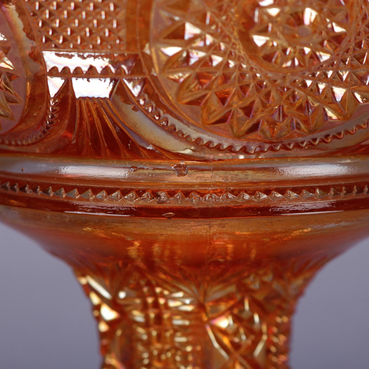 7 pièces compote et tasses de carnaval anciennes en verre doré irisé, vers 1930 6