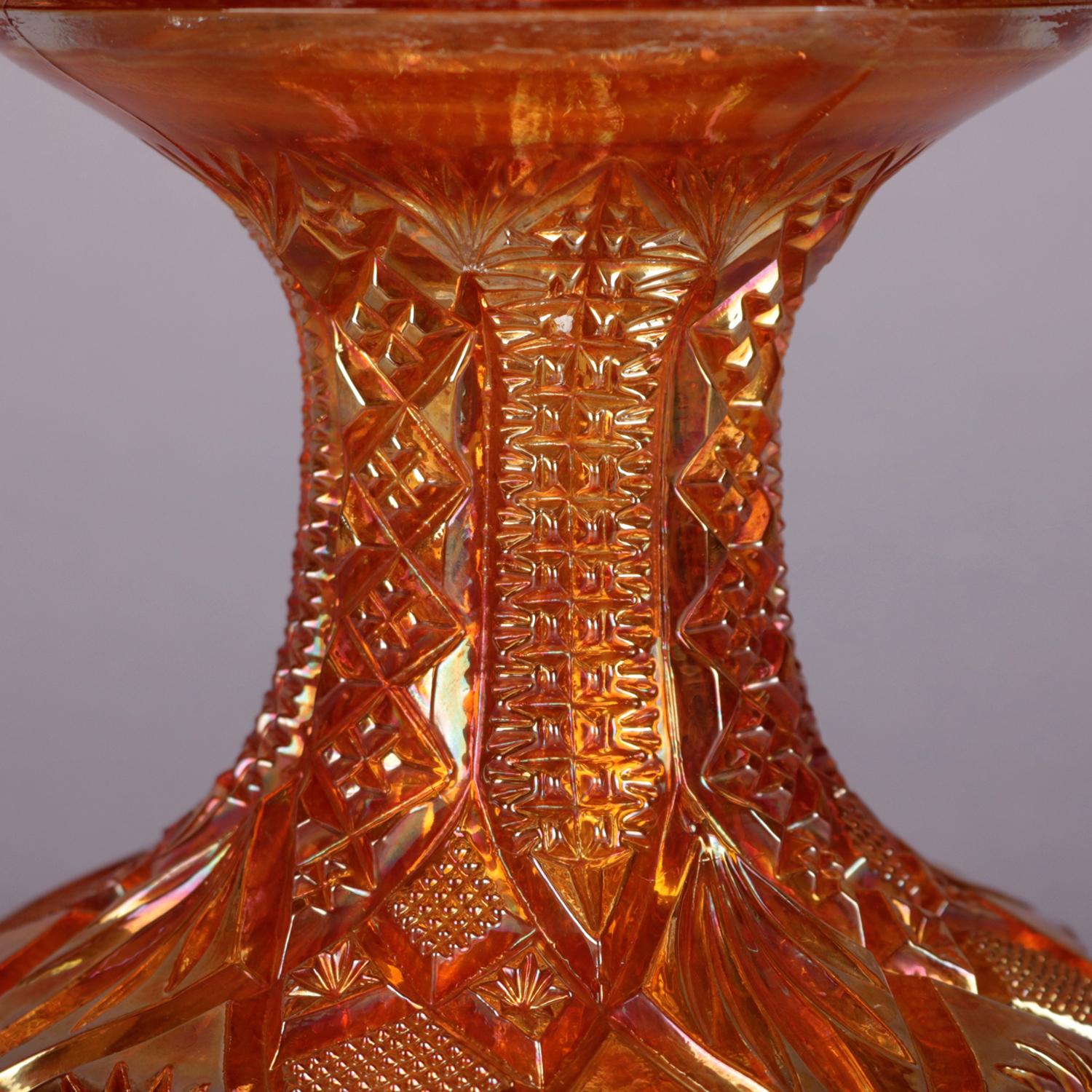 7 pièces compote et tasses de carnaval anciennes en verre doré irisé, vers 1930 3