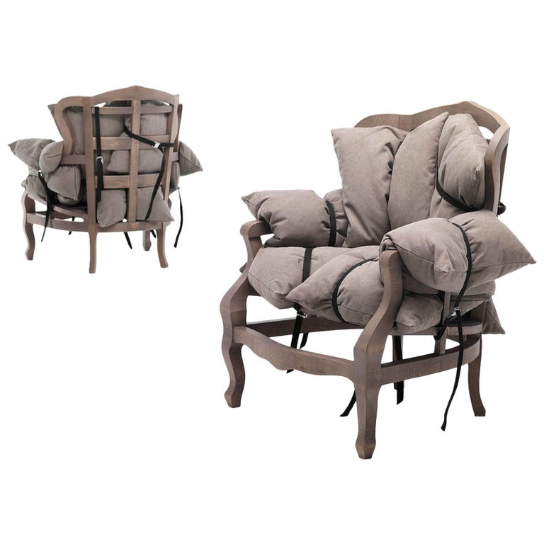 7 Pillows Armchair in Taupe by Marcantonio and Mogg For Sale at 1stDibs