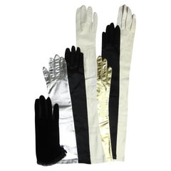 7 Pr New Vintage Gloves: I Christian Dior, 2 Leather Opera, 2 Metallic, 2 Satin
