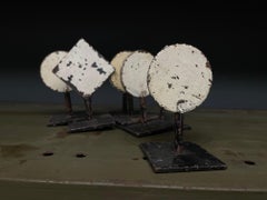 7 Railroad Track Sign Symbol Steel Enamel Abstract Table Sculptures Vintage