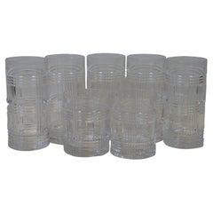 7 Ralph Lauren Crystal Glen Plaid Highball Tumblers Rocks Drink Glasses 6"
