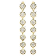 0.6 Karat Diamant 7 runde pc 14K Gelbgold lange Ohrringe moonlight Kollektion