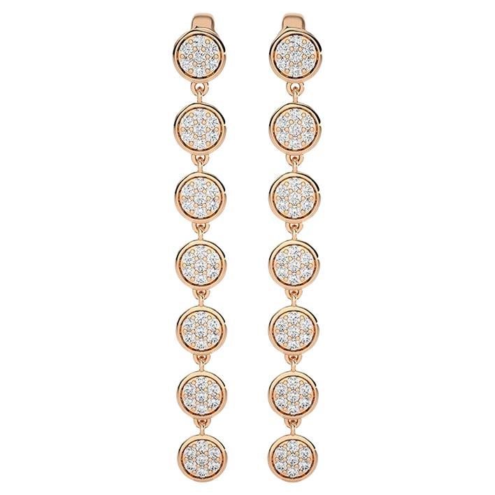 0,6 Ctw di diamanti 7 pezzi rotondi in oro rosa 14K orecchini lunghi moonlight collection