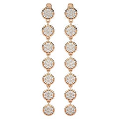 0.6 Karat Diamant 7 runde pcs 14K Roségold lange Ohrringe moonlight Kollektion