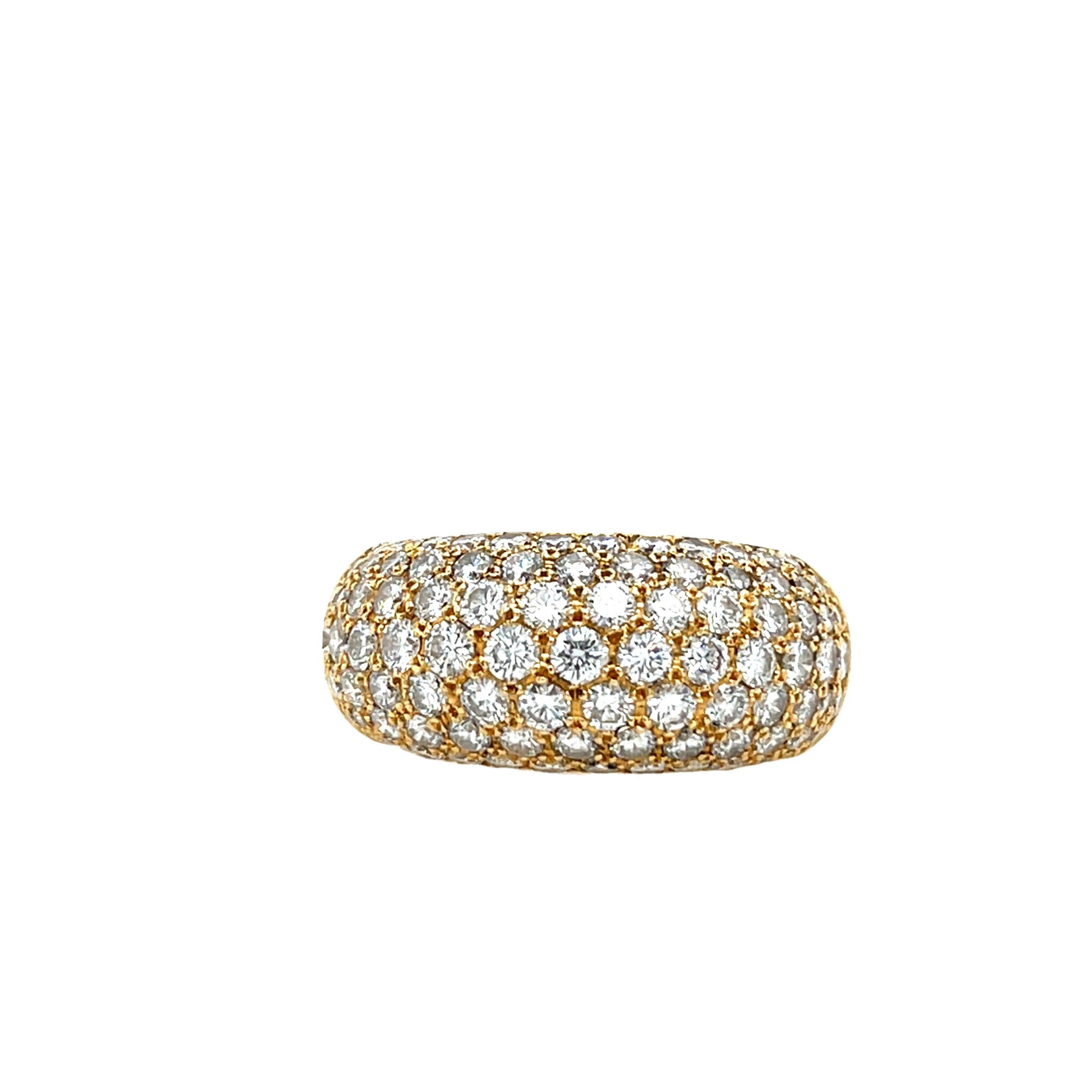 Round Cut 7 Row Diamond Ring Set With 2.0ct Natural Diamonds in 18ct Yellow Gold For Sale