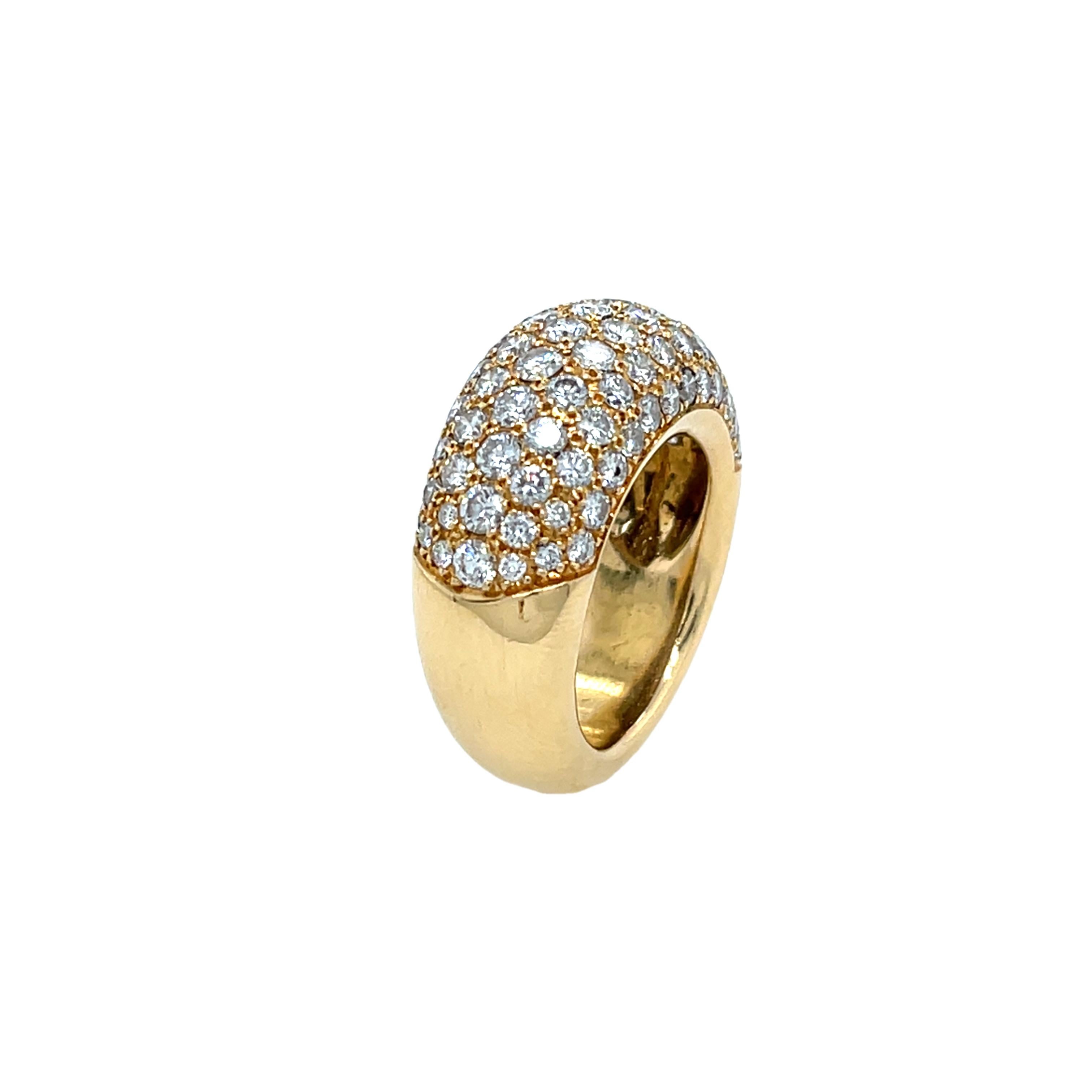 Women's 7 Row Diamond Ring Set With 2.0ct Natural Diamonds in 18ct Yellow Gold For Sale