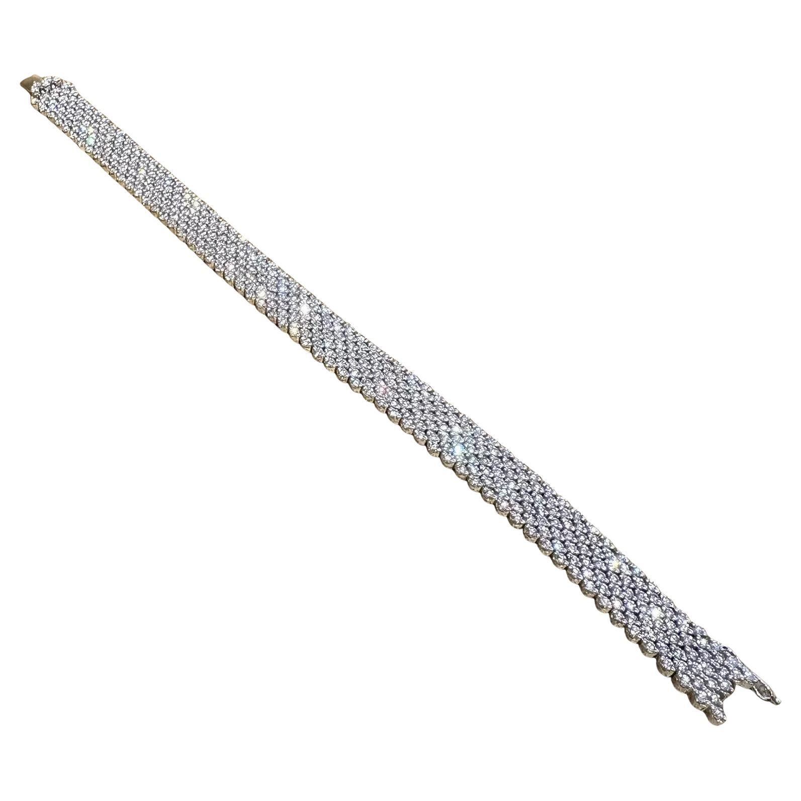 7 Row Natural Diamond Bracelet 10.50 carat total in 18k White Gold