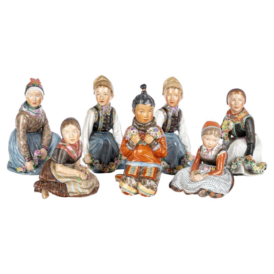 7 Royal Copenhagen Figurines by Carl Martin-Hansen Amager Children