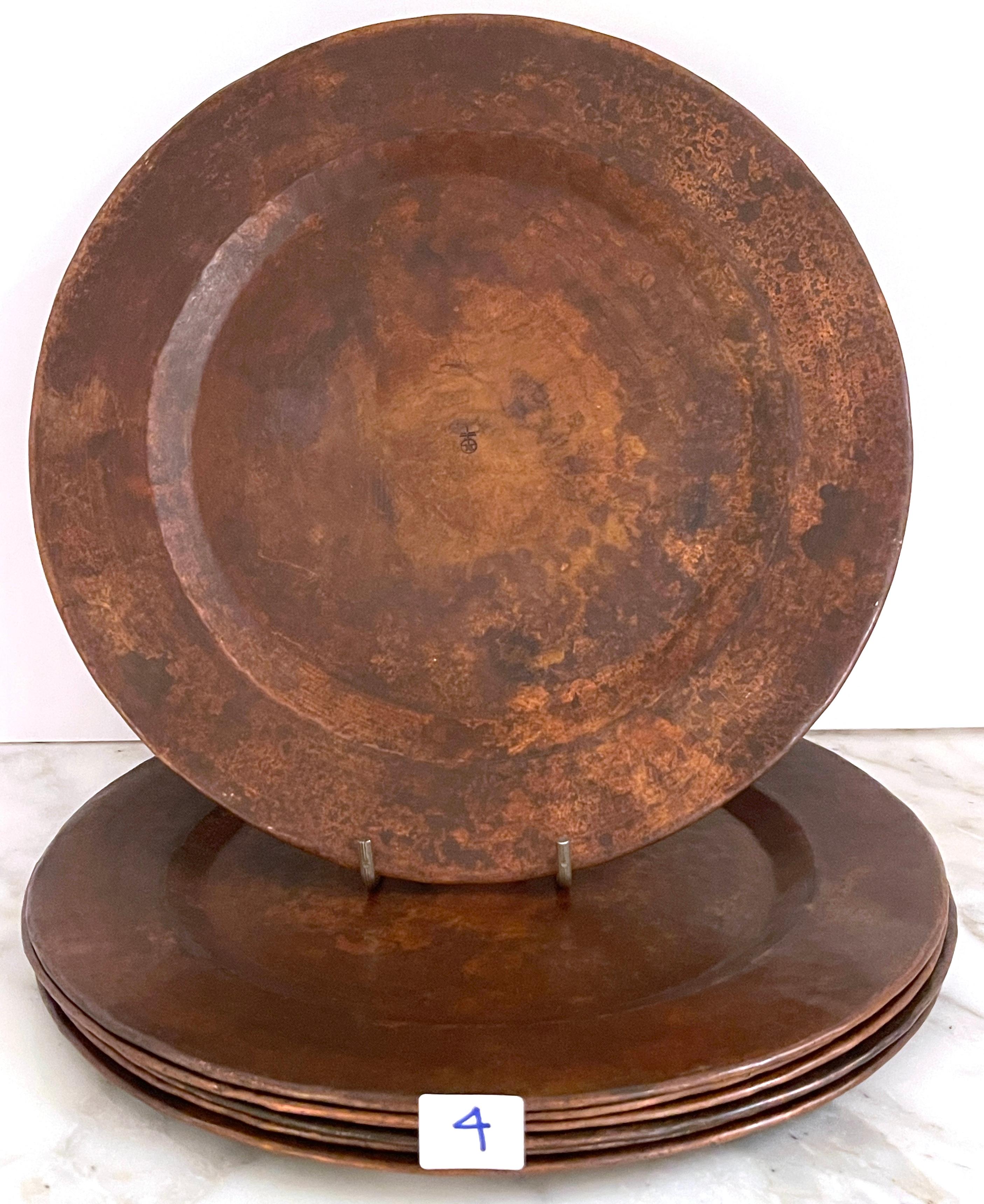 7 Roycroft Arts & Crafts Copper Service Plates, Roycroft Inn at East Aurora NY For Sale 4