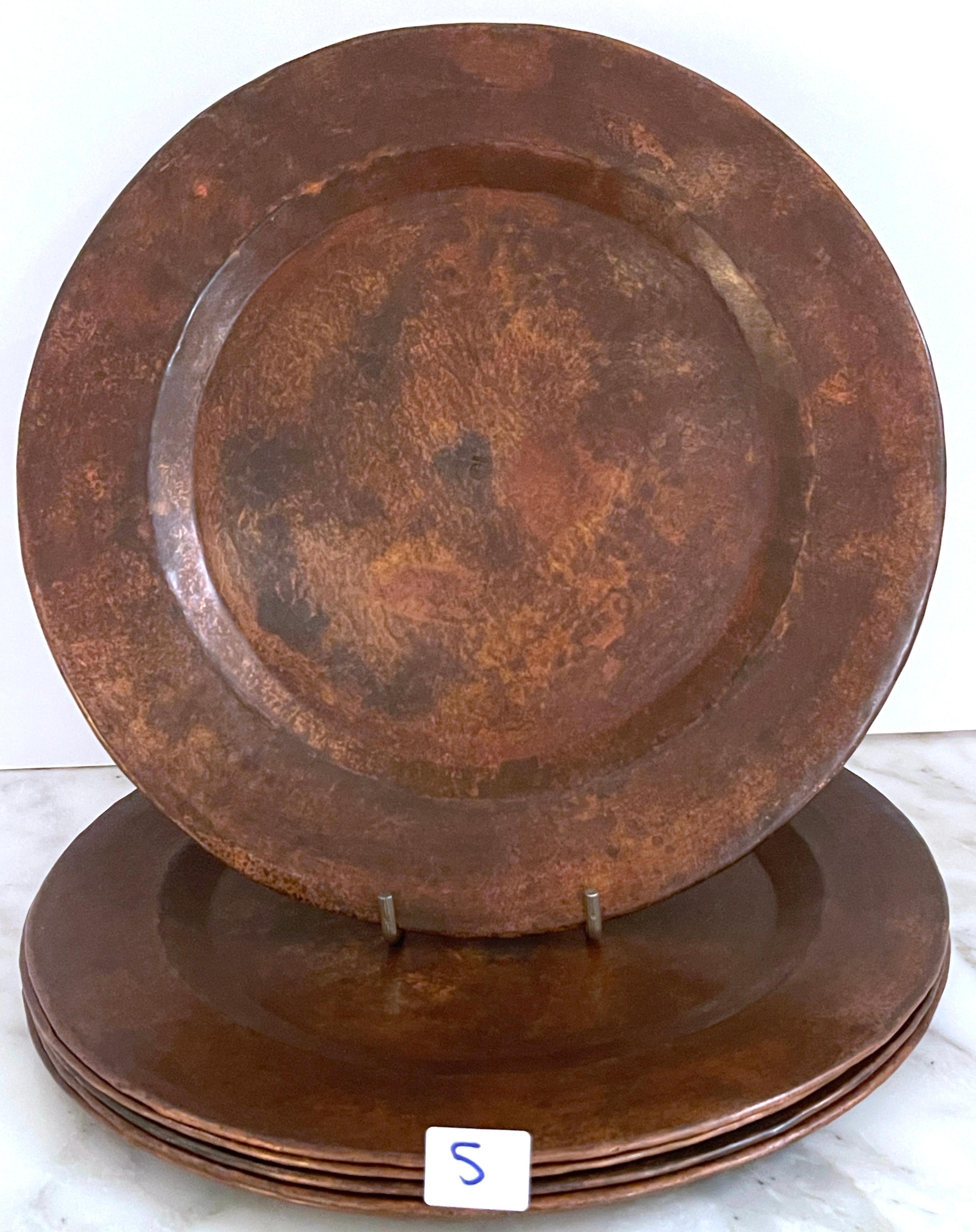 7 Roycroft Arts & Crafts Copper Service Plates, Roycroft Inn at East Aurora NY For Sale 7