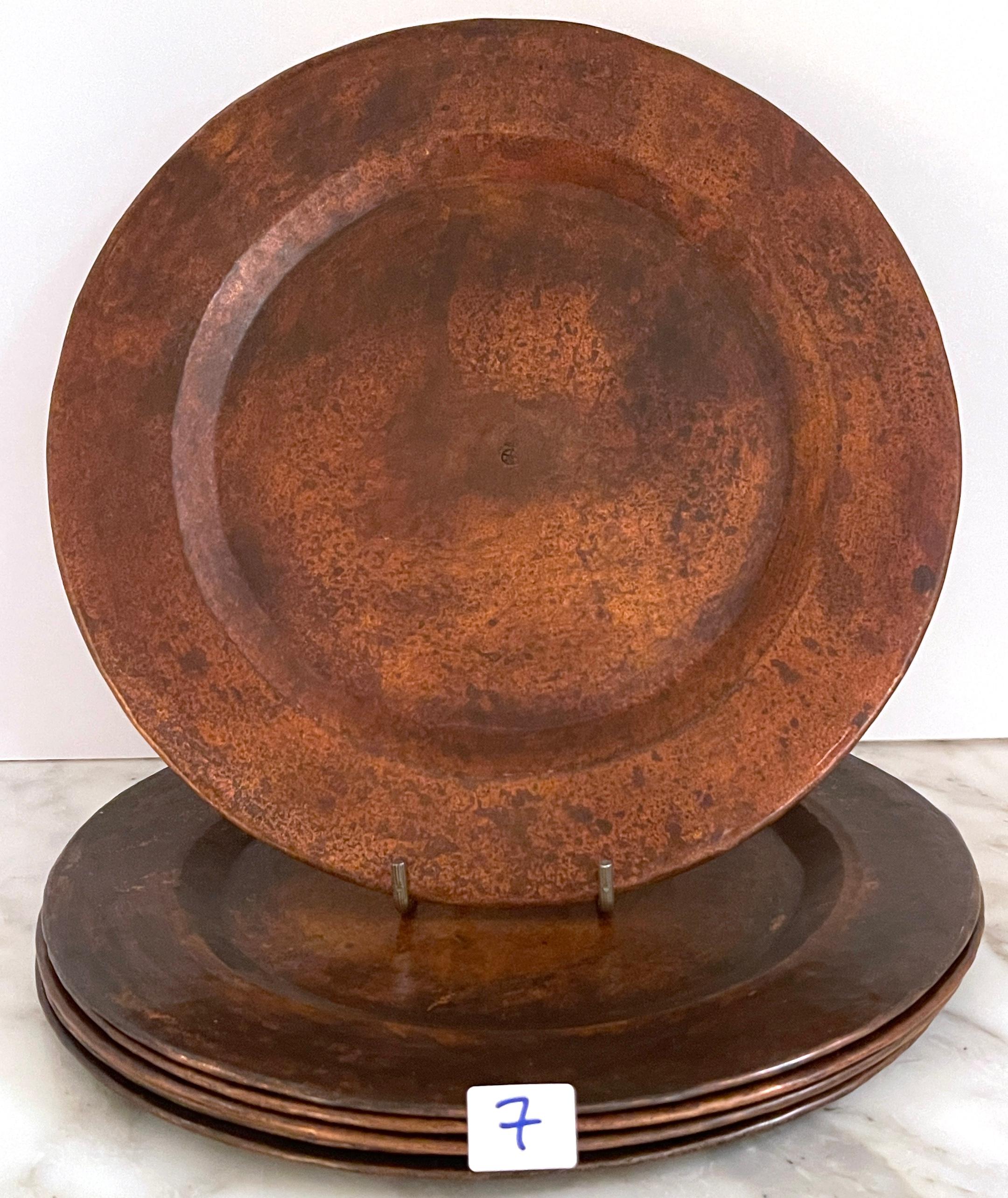 7 Roycroft Arts & Crafts Copper Service Plates, Roycroft Inn at East Aurora NY For Sale 12