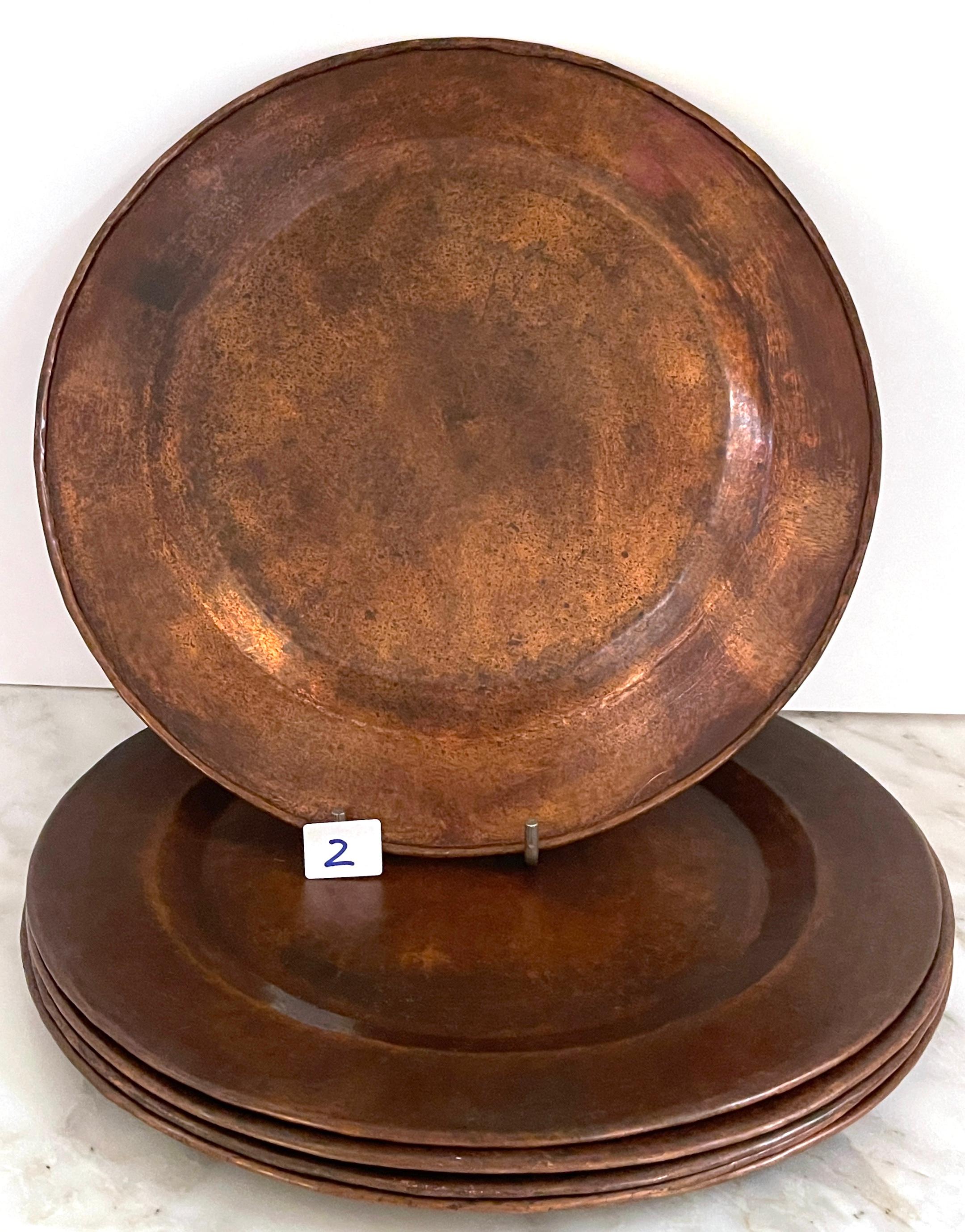7 Roycroft Arts & Crafts Copper Service Plates, Roycroft Inn at East Aurora NY For Sale 1