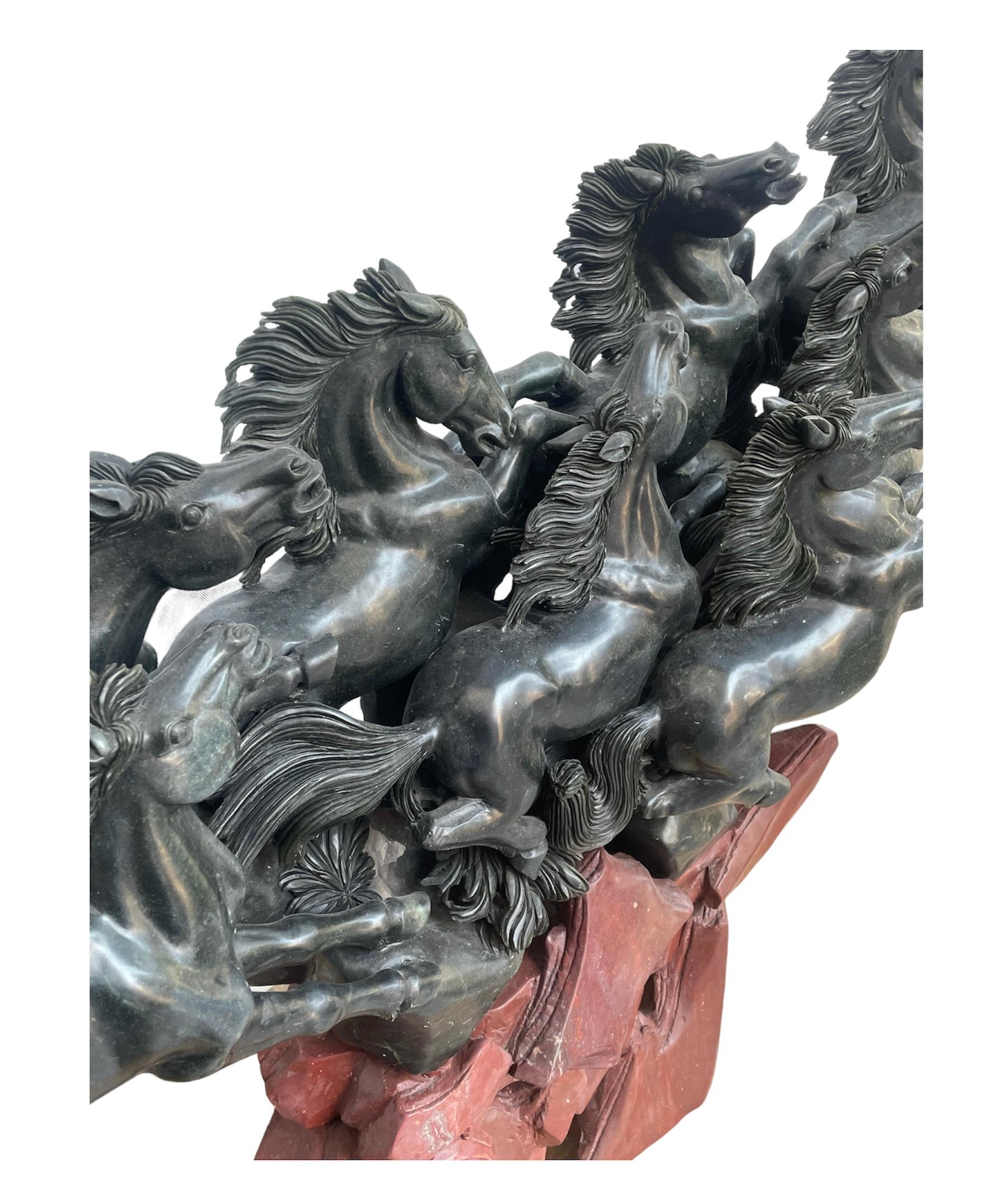 Chinese Export 7 Running Horses Chinese Jade For Sale
