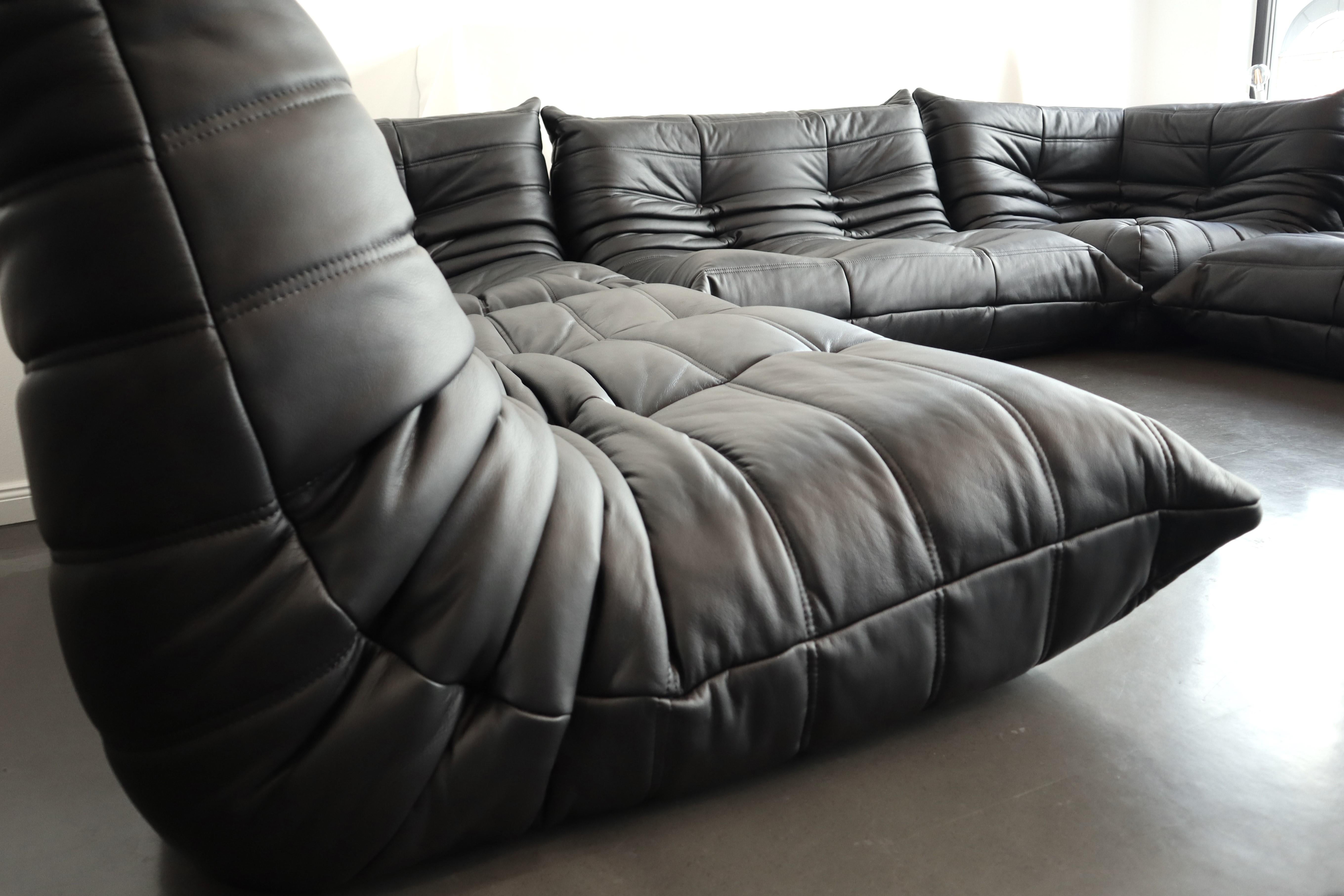 togo sofa leder schwarz