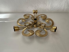 7 Socket Flower Shaped Full Brass XL Chandelier by Hans Möller, 1960s, Germany