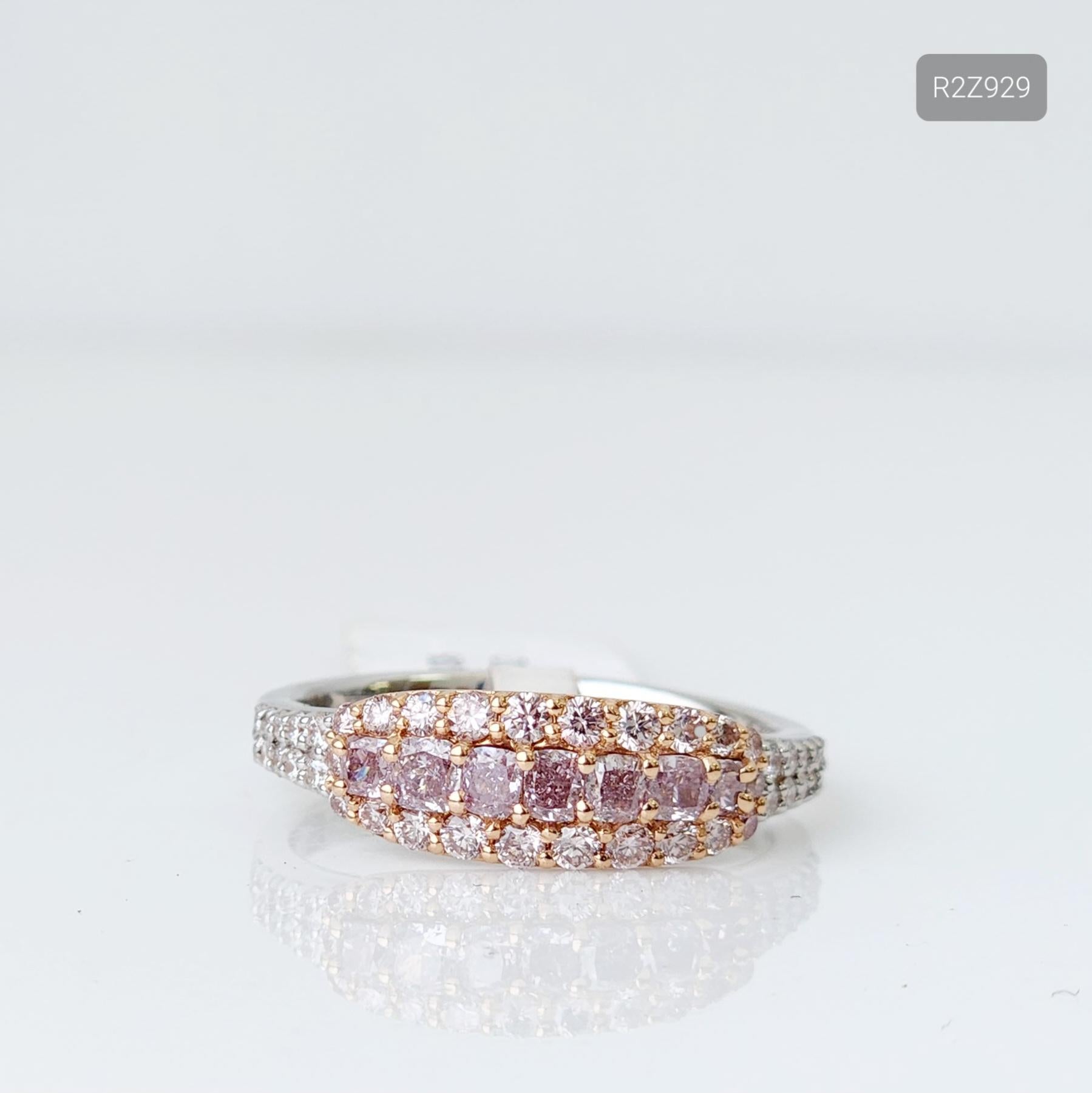 Women's 7 Stone Cushion Shaped Pink Diamond Band