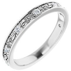 7-Stein Diamant akzentuiert Filigraner Deco Jahrestag-Hochzeitsring 18 Karat Gold