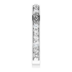 7-Stone Diamond Accented Filigree Deco Anniversary Wedding Ring 18 Karat Gold