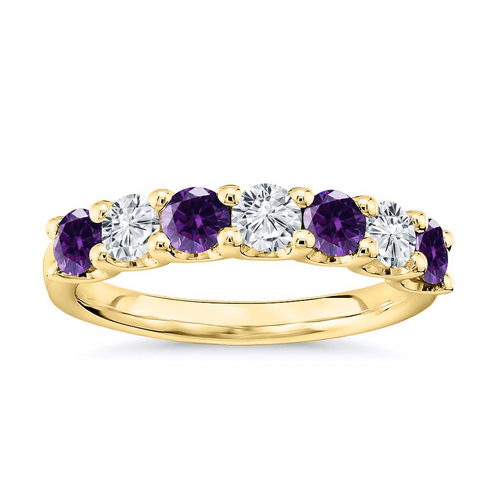 For Sale:  7 Stone Diamond and Natural Amethyst Band 1.75 Carat White Gold 2