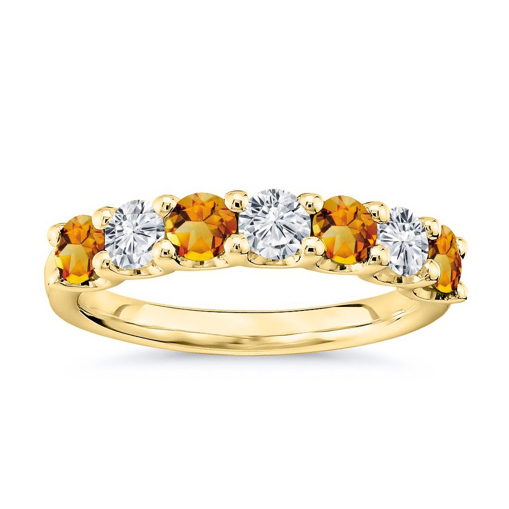 For Sale:  7 Stone Diamond and Natural Citrine Band 1.75 Carat White Gold 2