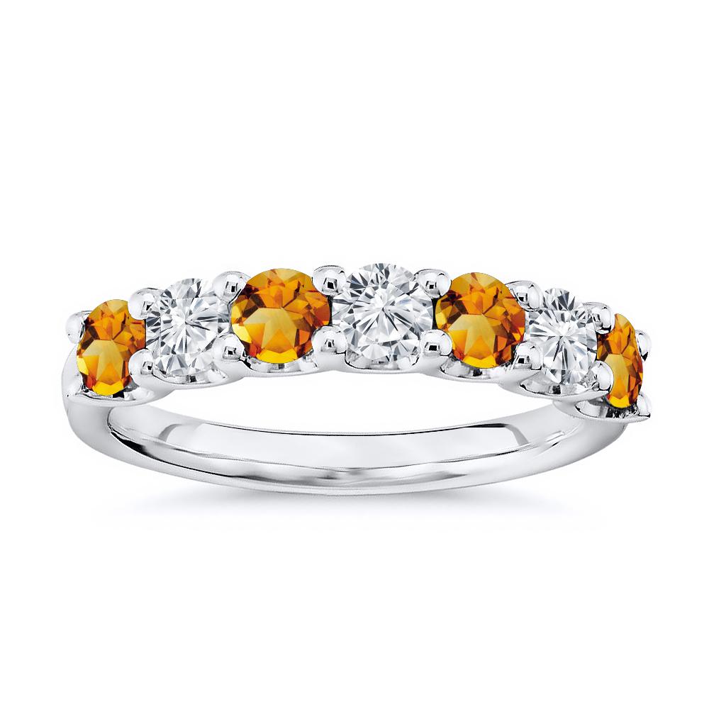 For Sale:  7 Stone Diamond and Natural Citrine Band 1.75 Carat White Gold 4