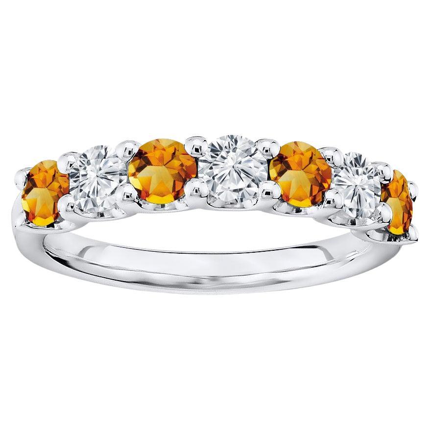 For Sale:  7 Stone Diamond and Natural Citrine Band 1.75 Carat White Gold